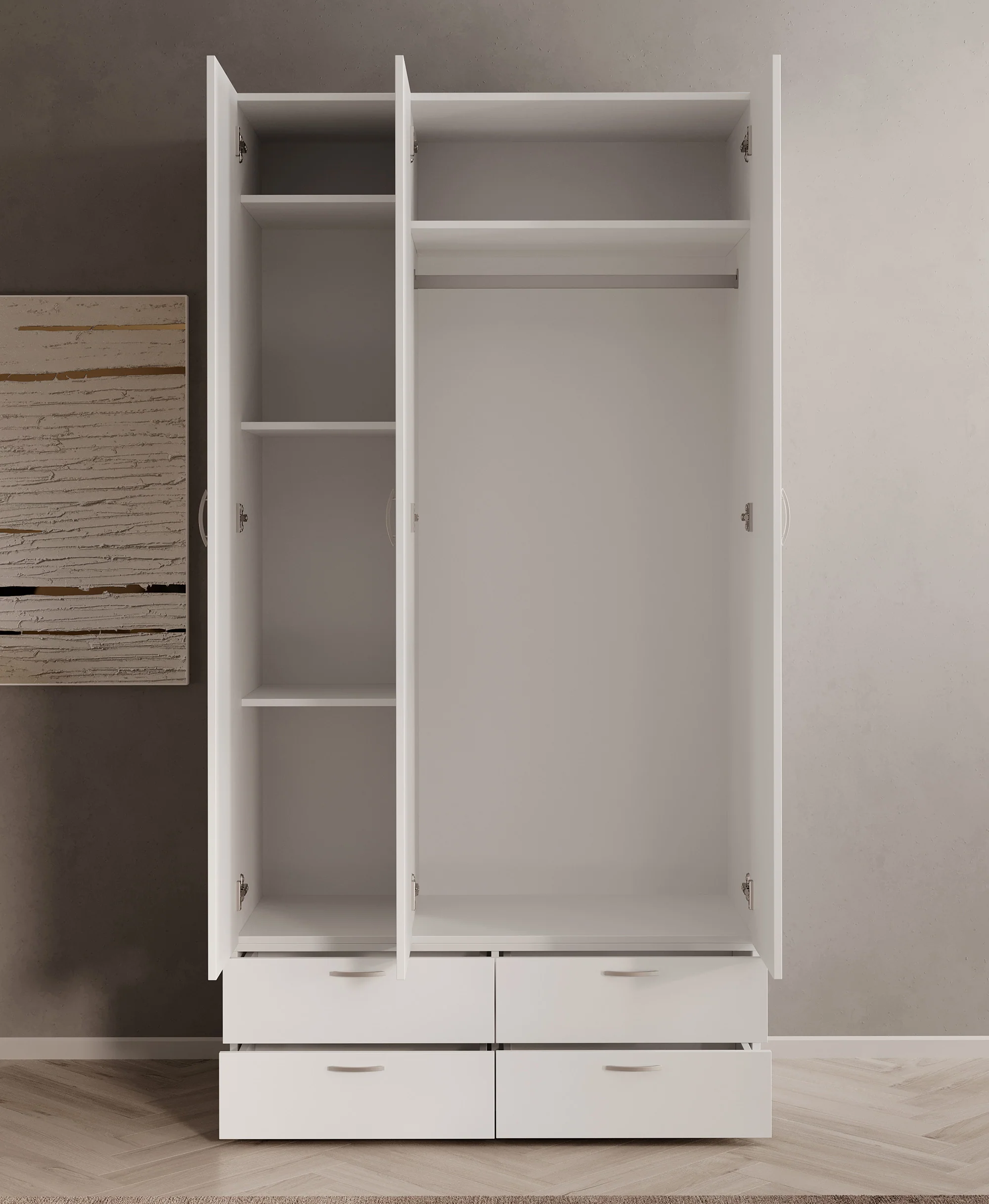 Bernd - Kledingkast  - Wit - 111x52x214 cm - Image 3