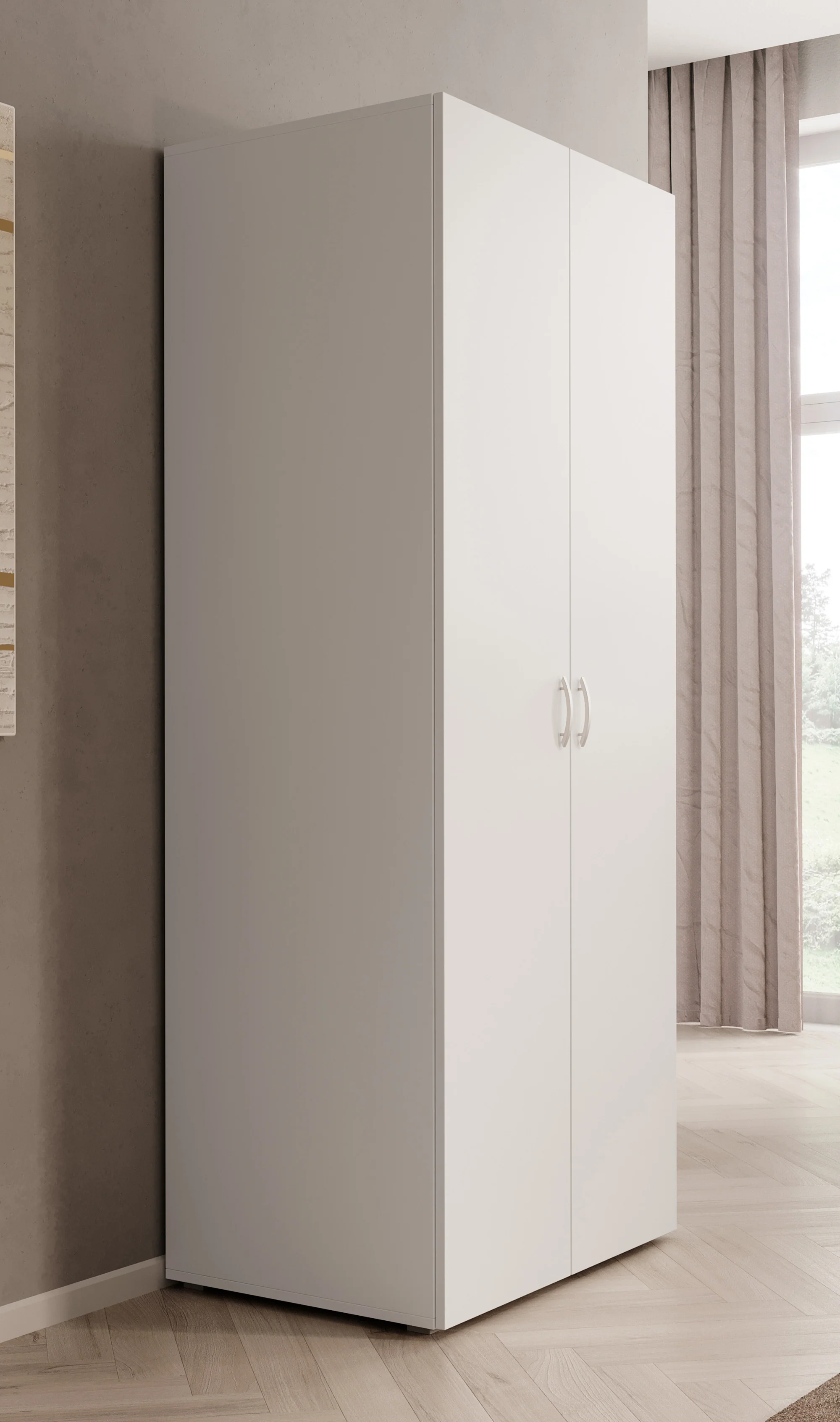 Bernd - Kledingkast 2-deurs - Wit - 74x52x179 cm - Image 4