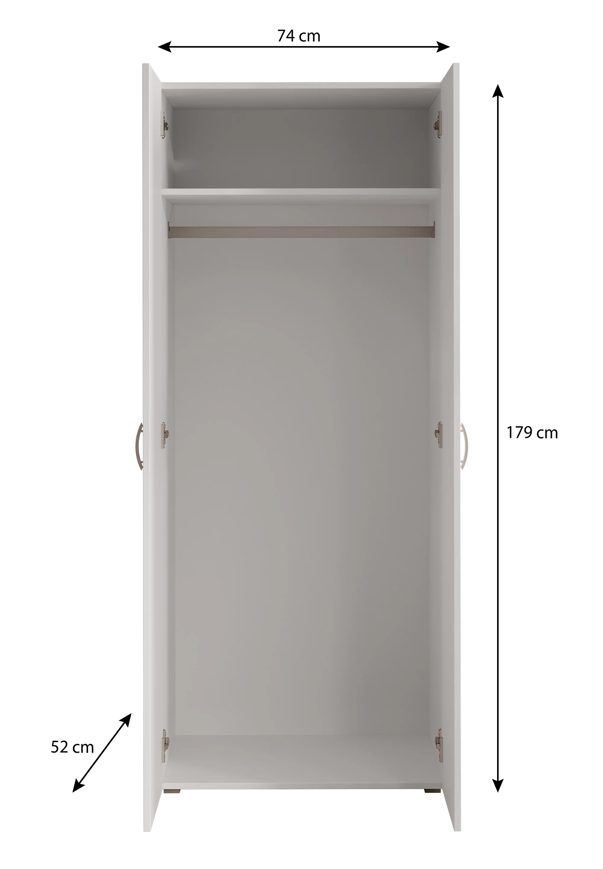 Bernd - Kledingkast 2-deurs - Wit - 74x52x179 cm - Image 5