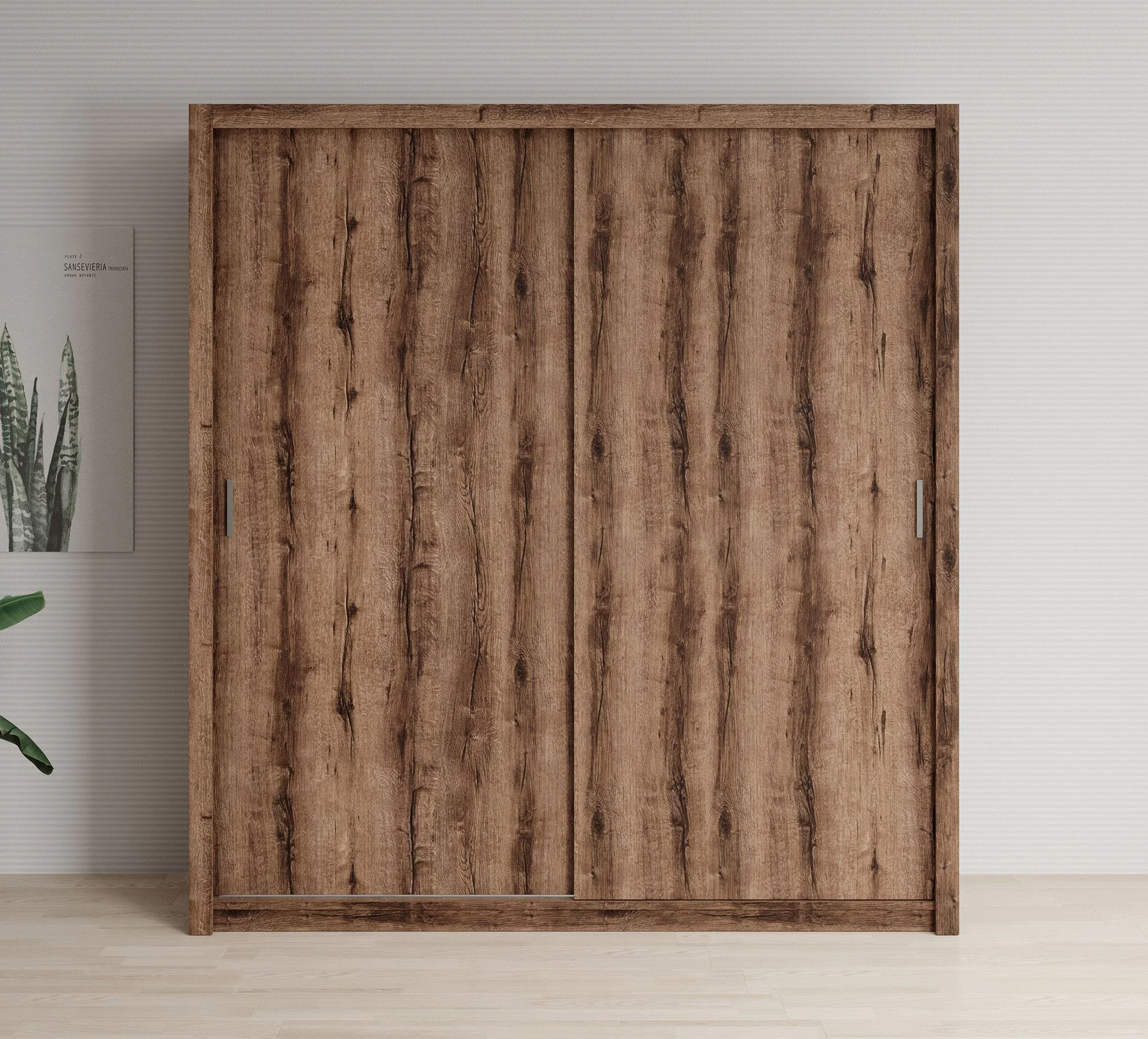 Blake - Kledingkast met schuifdeuren - Donker eiken - 200x62x215 cm - Image 3