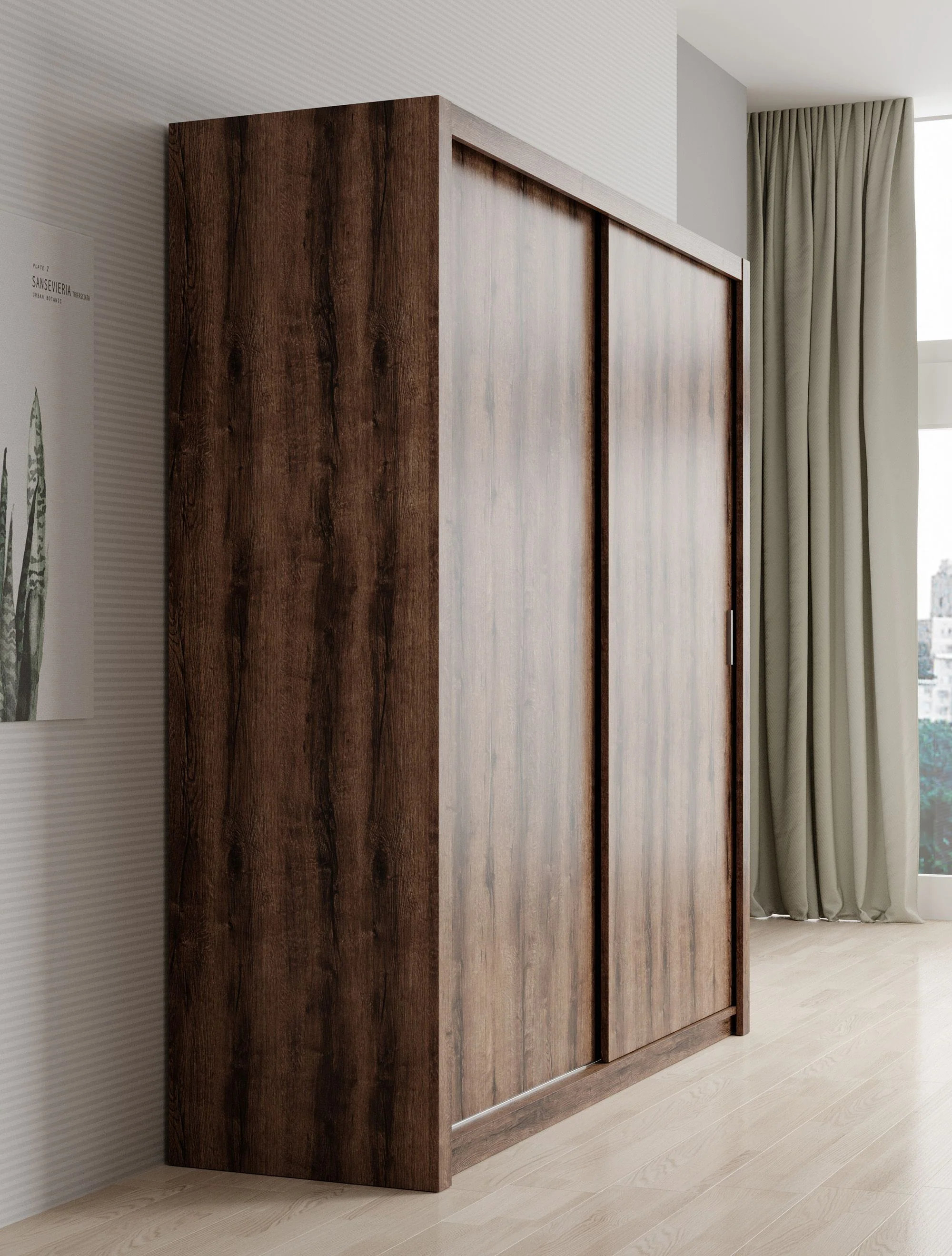 Blake - Kledingkast met schuifdeuren - Donker eiken - 200x62x215 cm - Image 4
