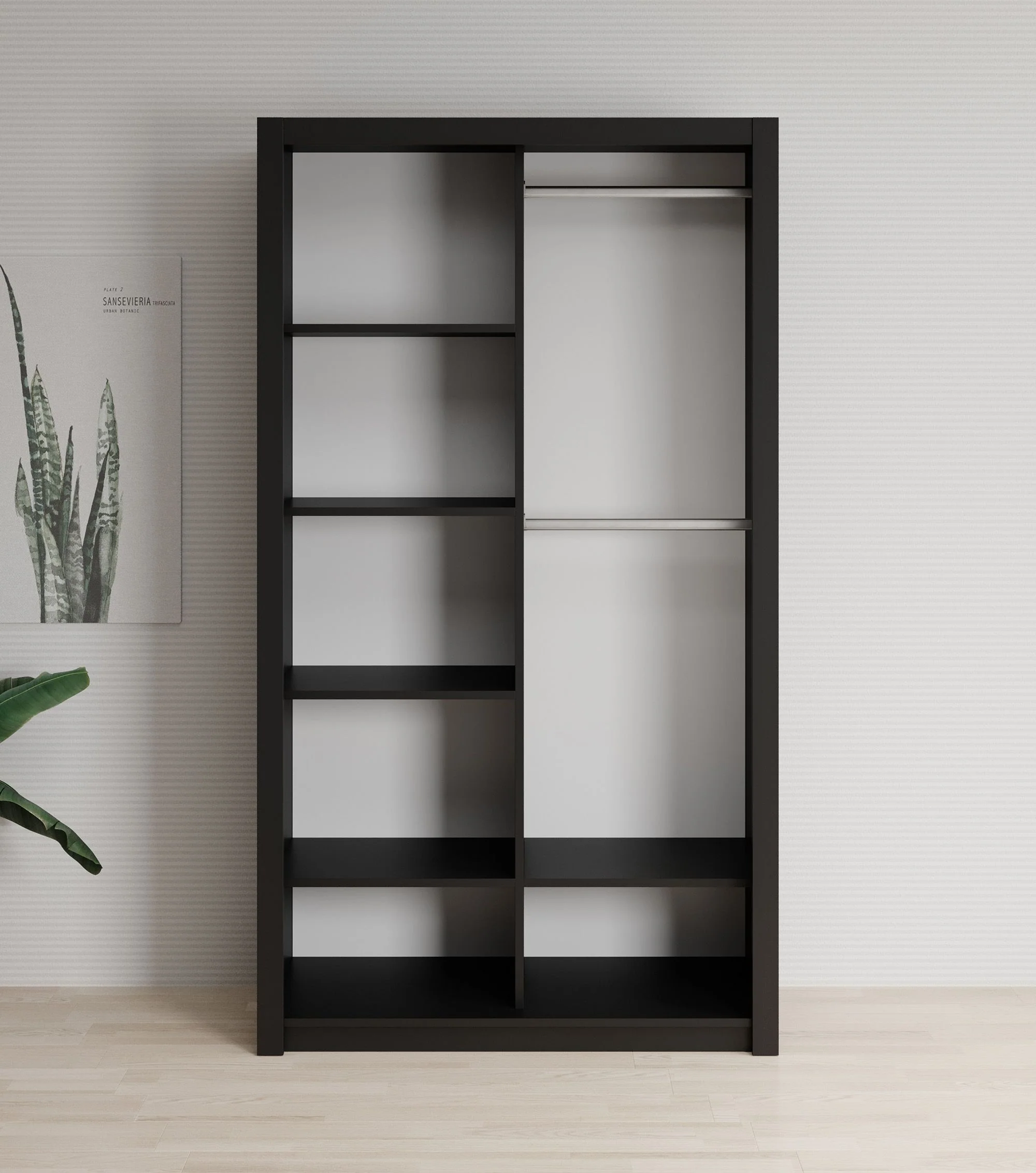 Blake - Kledingkast met schuifdeuren - Zwart - 120x62x215 cm - Image 2