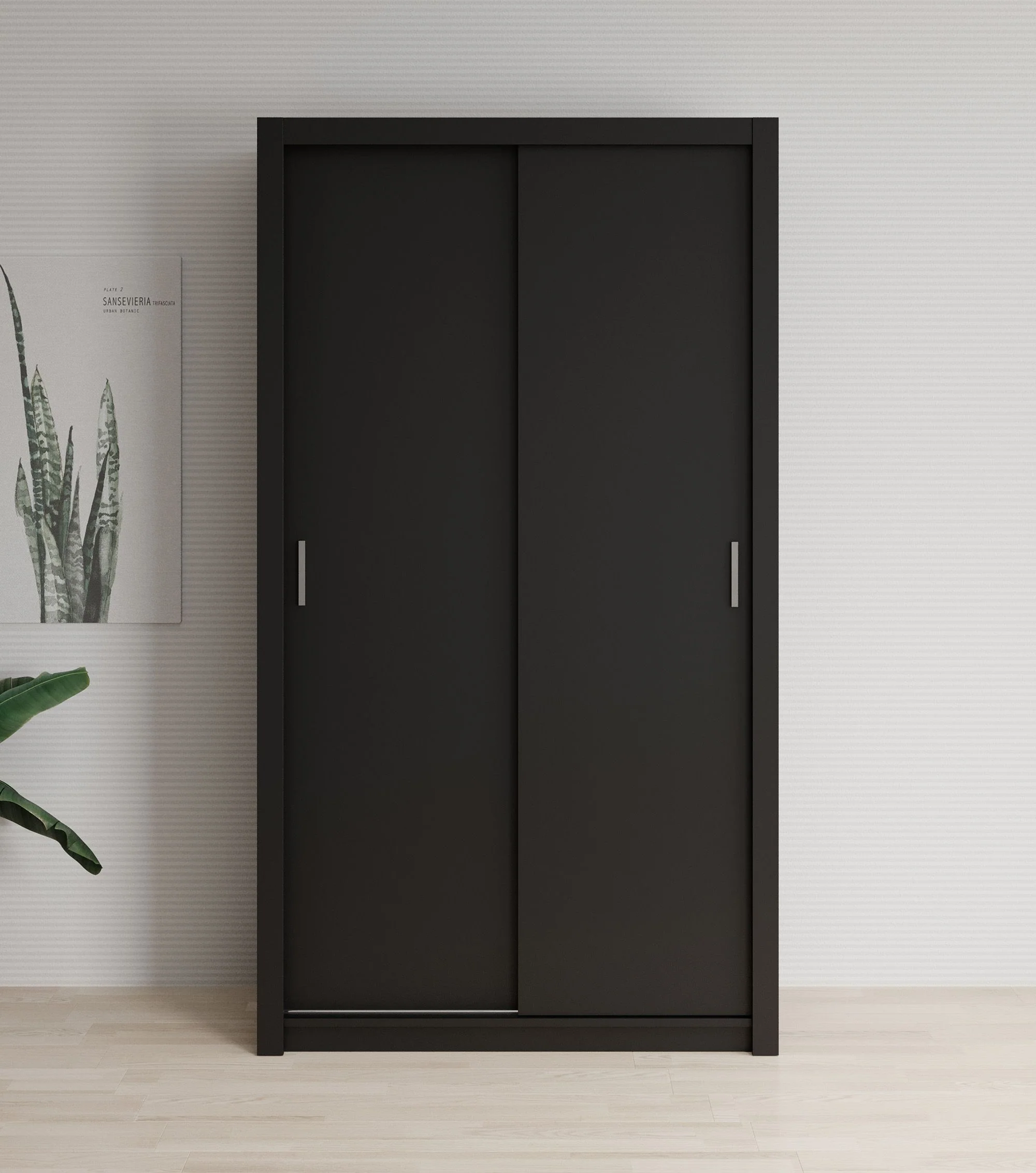 Blake - Kledingkast met schuifdeuren - Zwart - 120x62x215 cm - Image 3