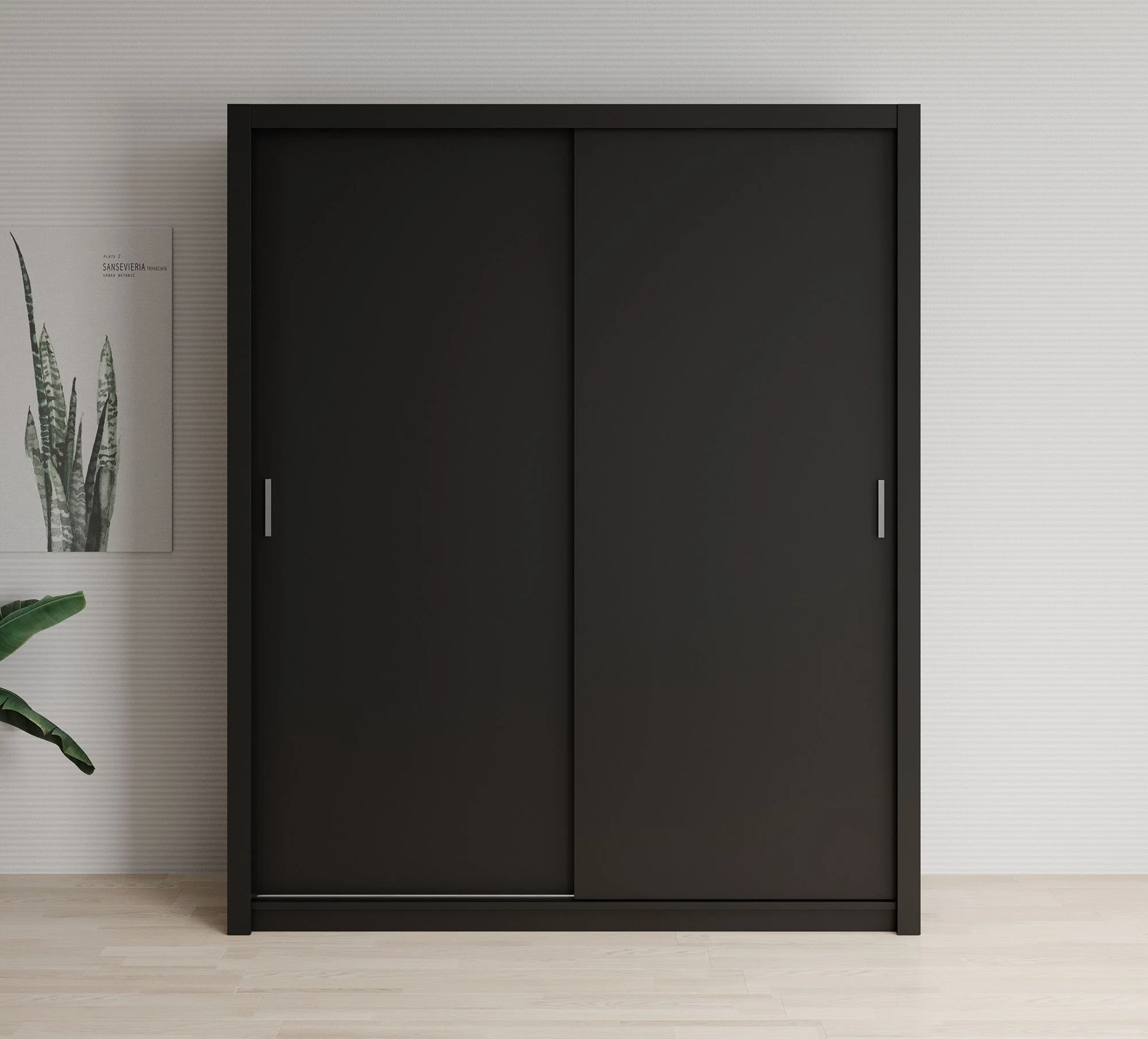 Blake - Kledingkast met schuifdeuren - Zwart - 180x62x215 cm - Image 3