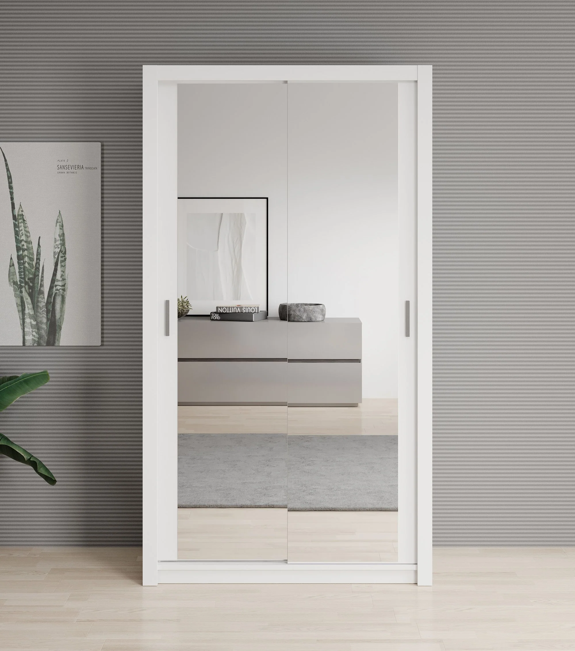 Blake - Kledingkast met spiegel - Wit - 120x62x215 cm - Image 3