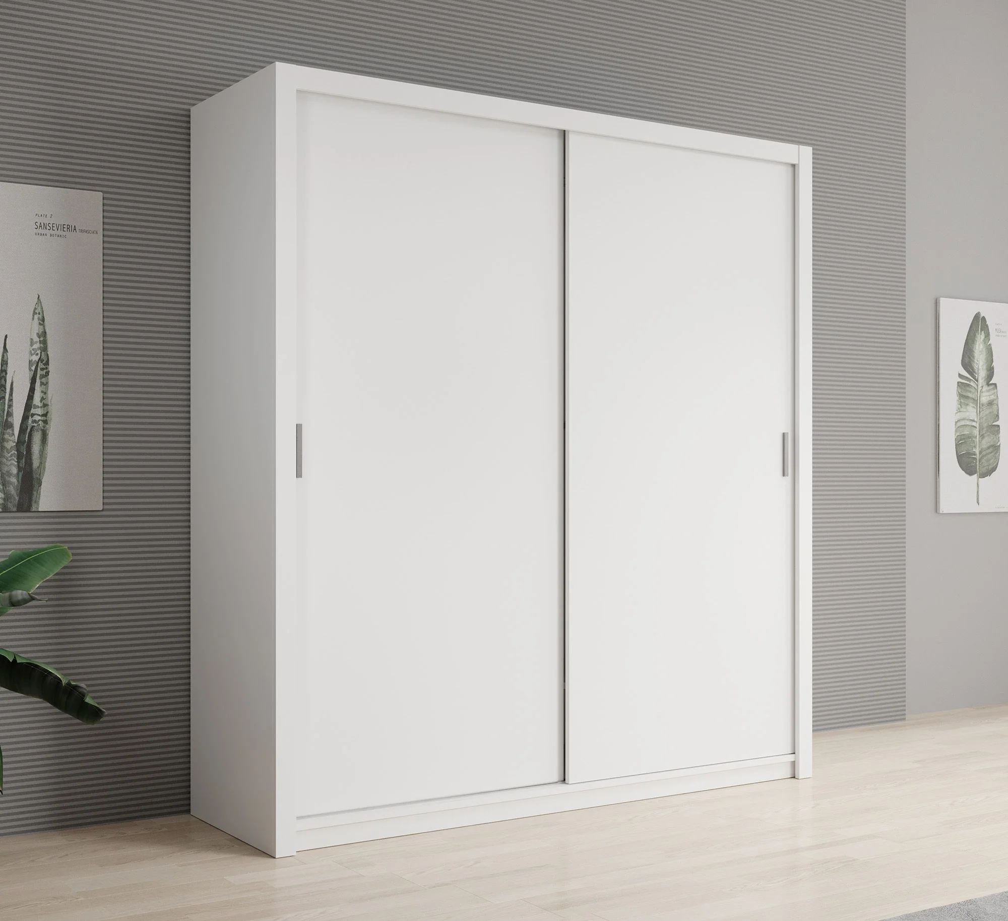 Blake - Kledingkast met schuifdeuren - Wit - 200x62x215 cm