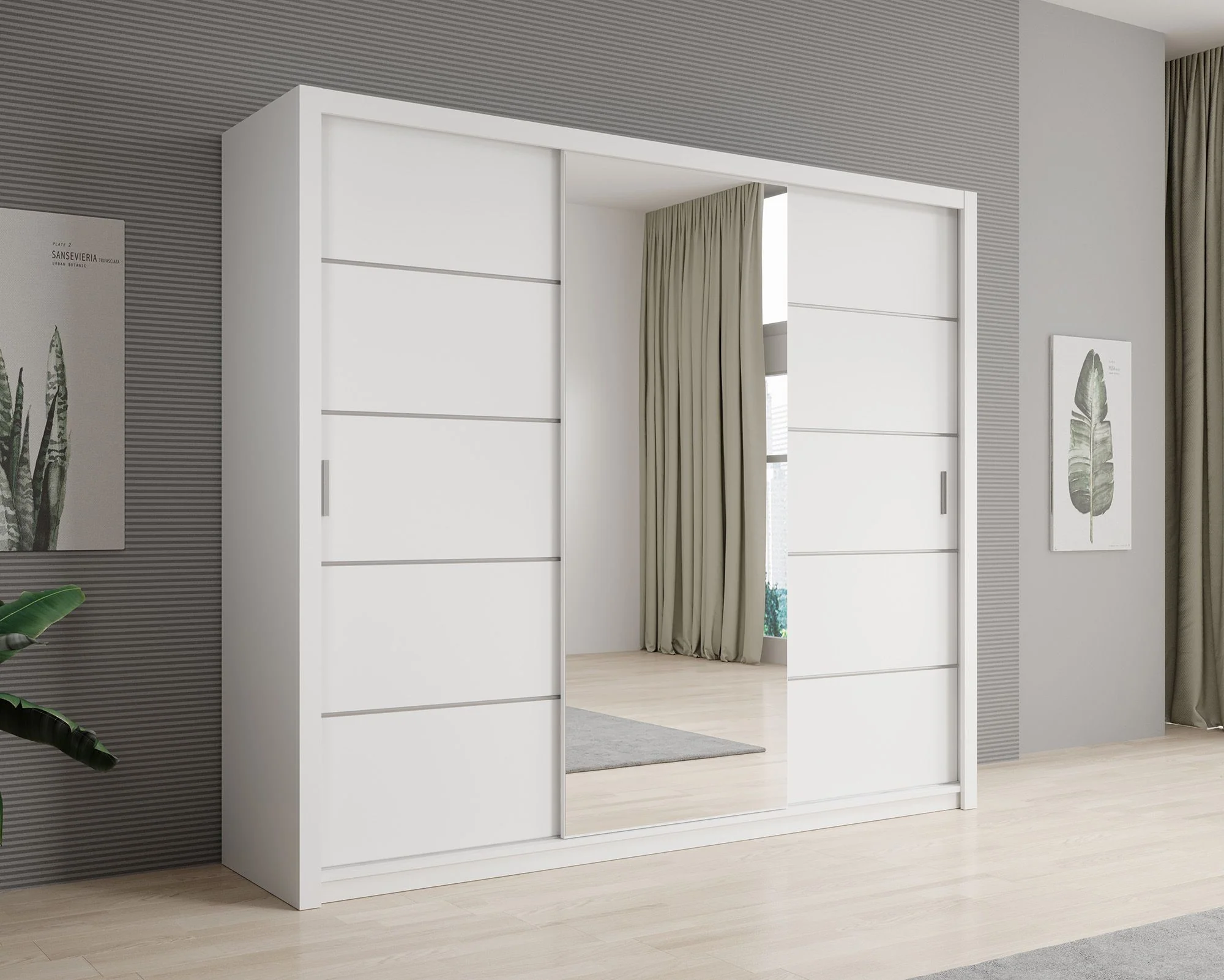 Blake - Kledingkast met schuifdeuren - Wit - 250x62x215 cm