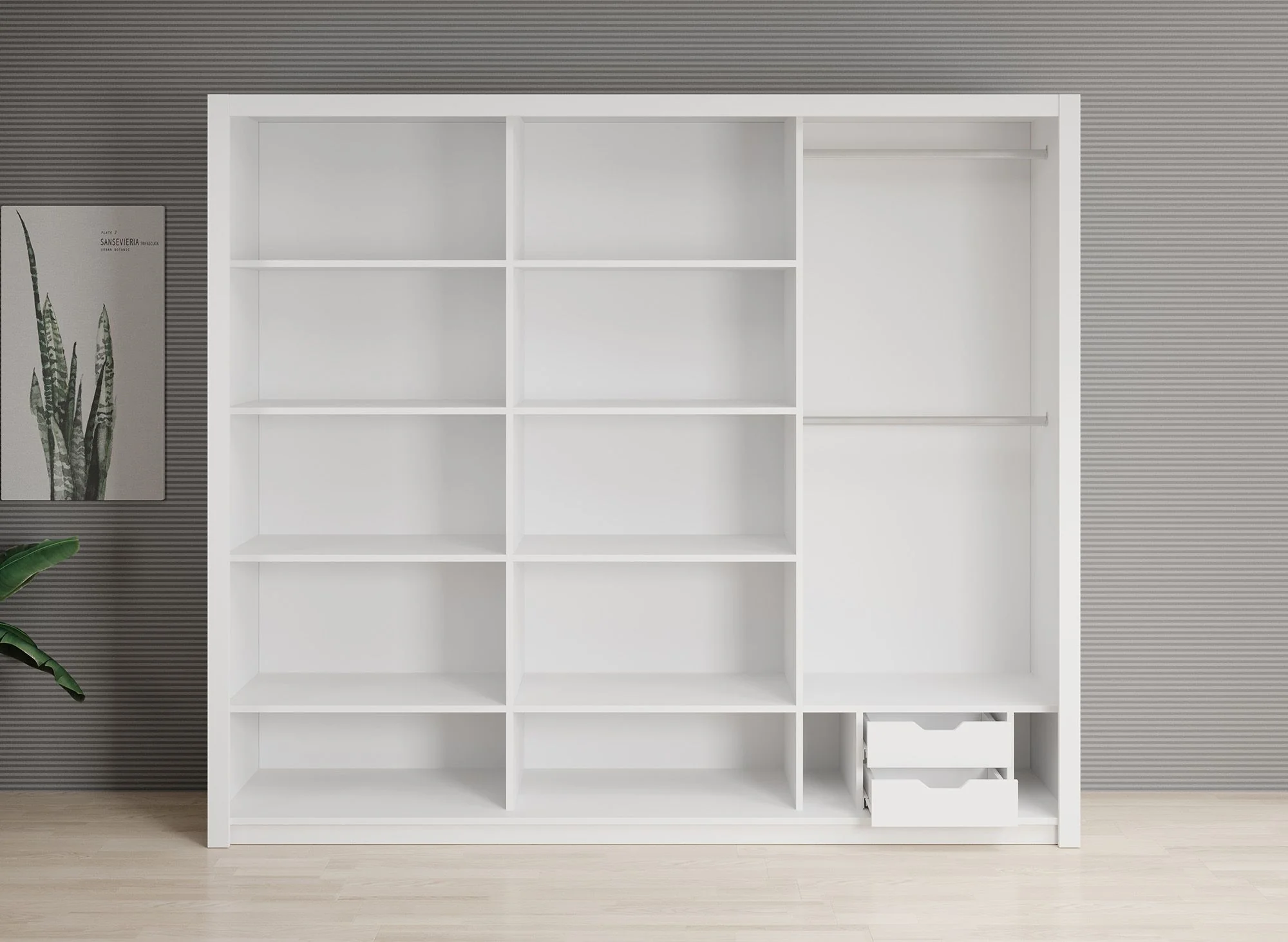 Blake - Kledingkast met schuifdeuren - Wit - 250x62x215 cm - Image 2