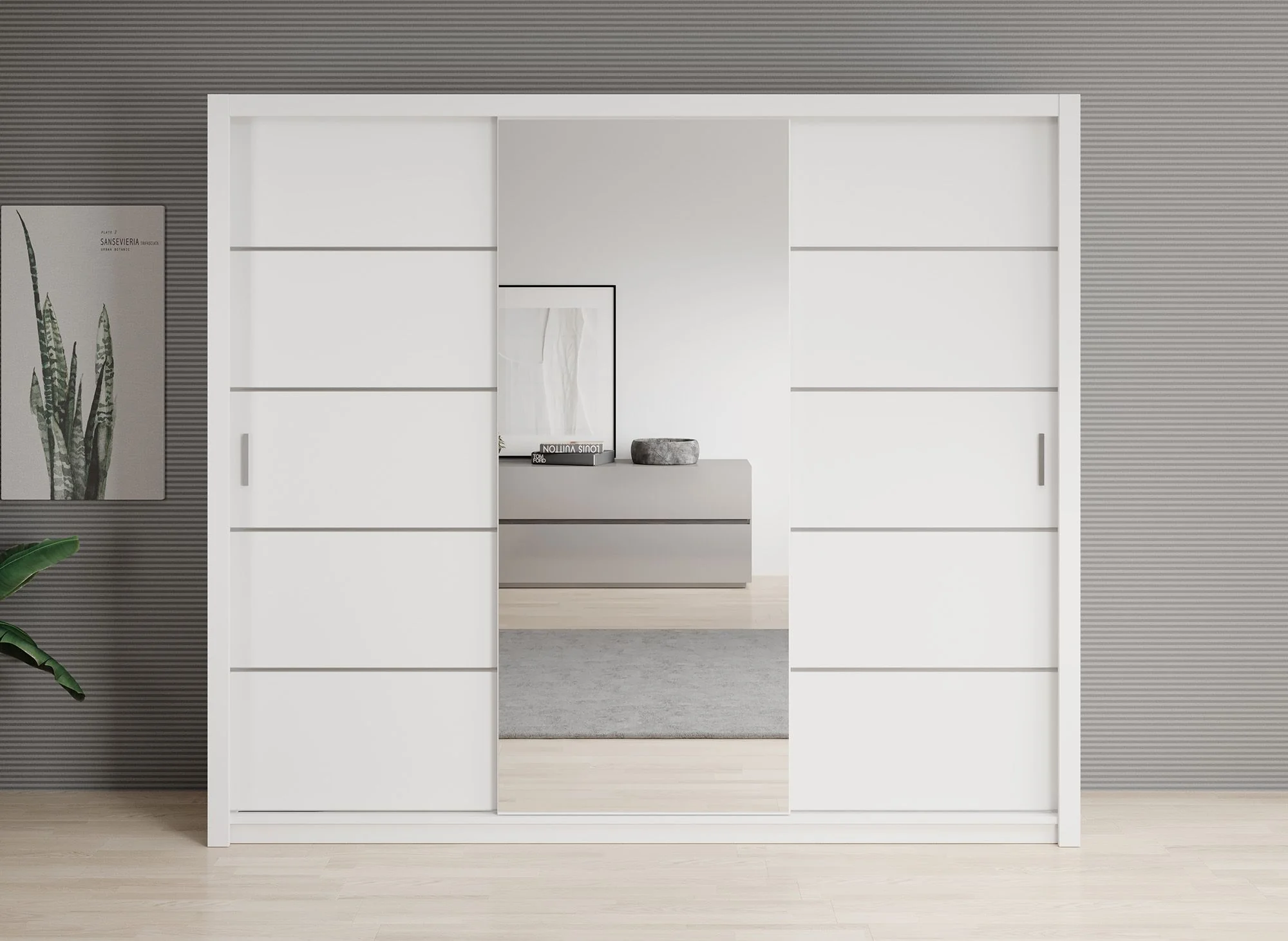 Blake - Kledingkast met schuifdeuren - Wit - 250x62x215 cm - Image 3