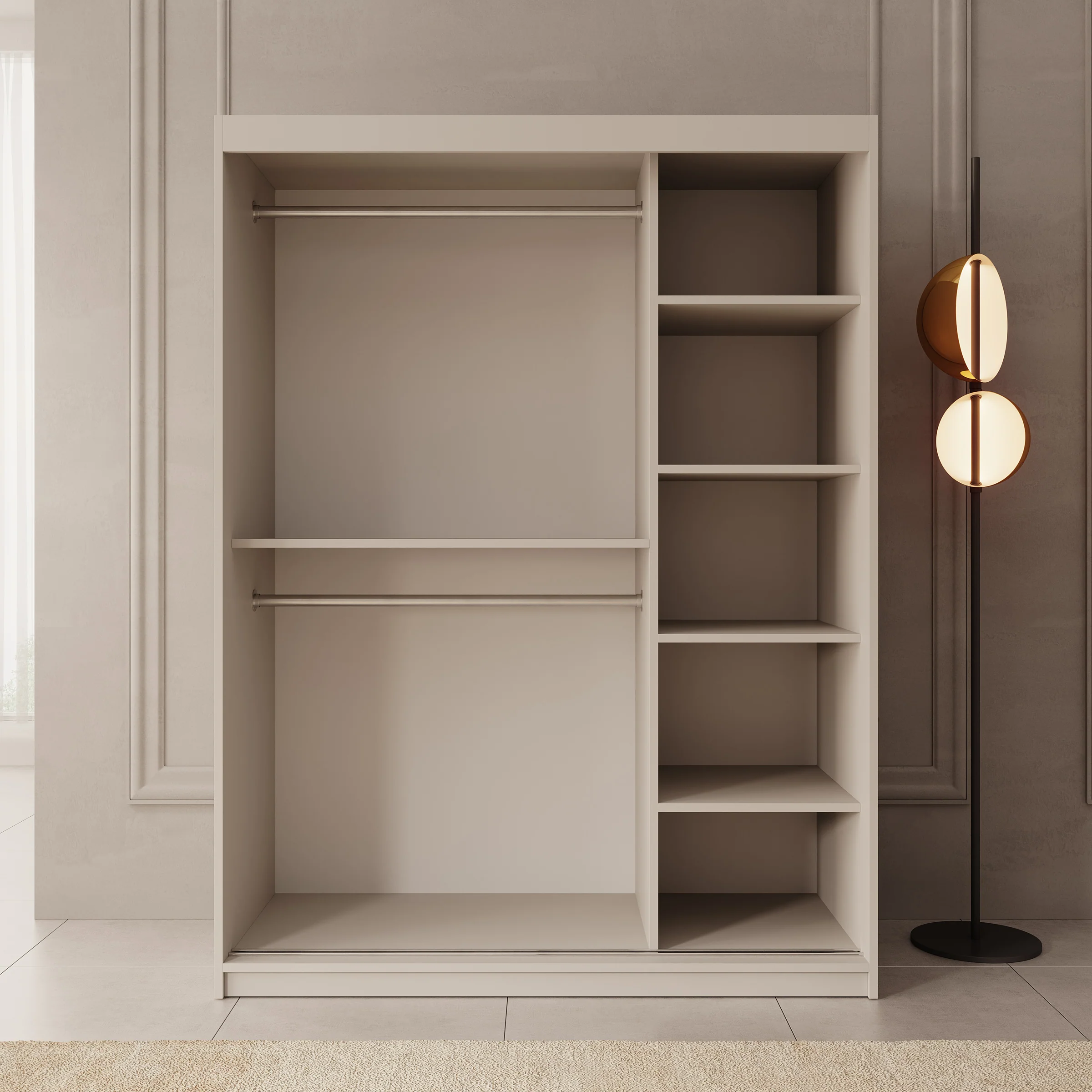 Bodhi - Kledingkast met schuifdeuren - Beige - 150x62x200 cm - Image 2