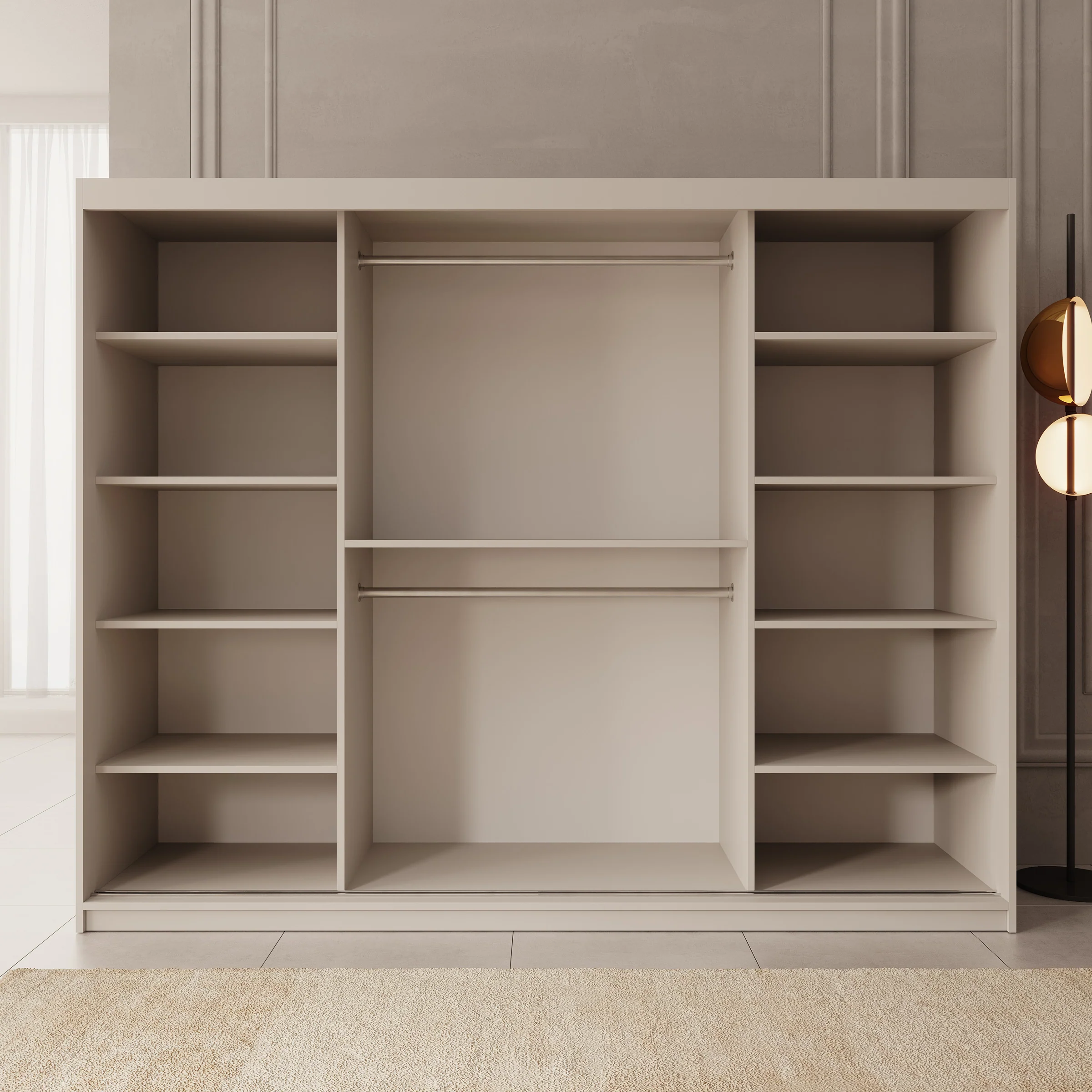 Bodhi - Kledingkast met schuifdeuren - Beige 250x62x200 cm - Image 2