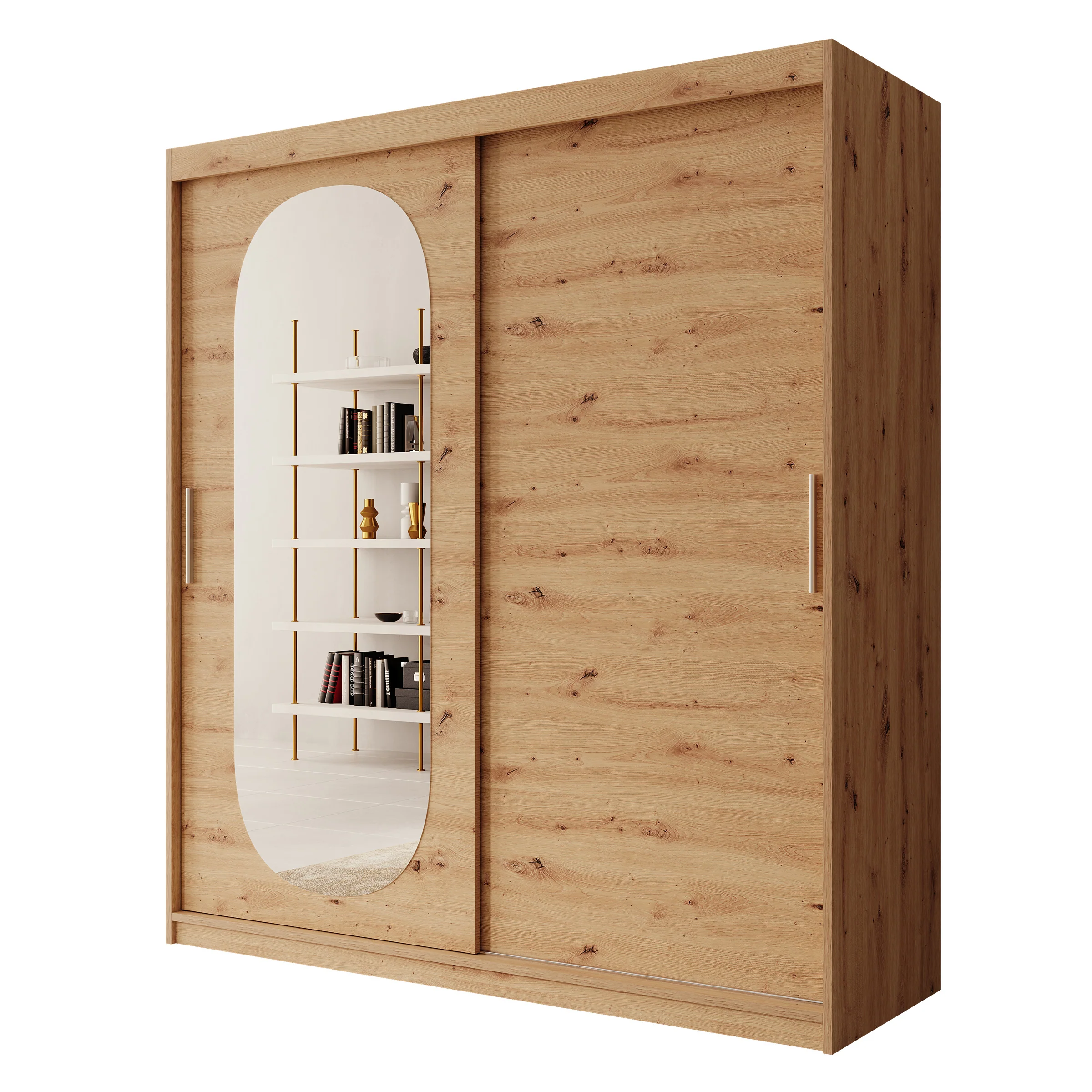 Bodhi - Kledingkast met schuifdeuren - Eiken - 180x62x200 cm - Image 6