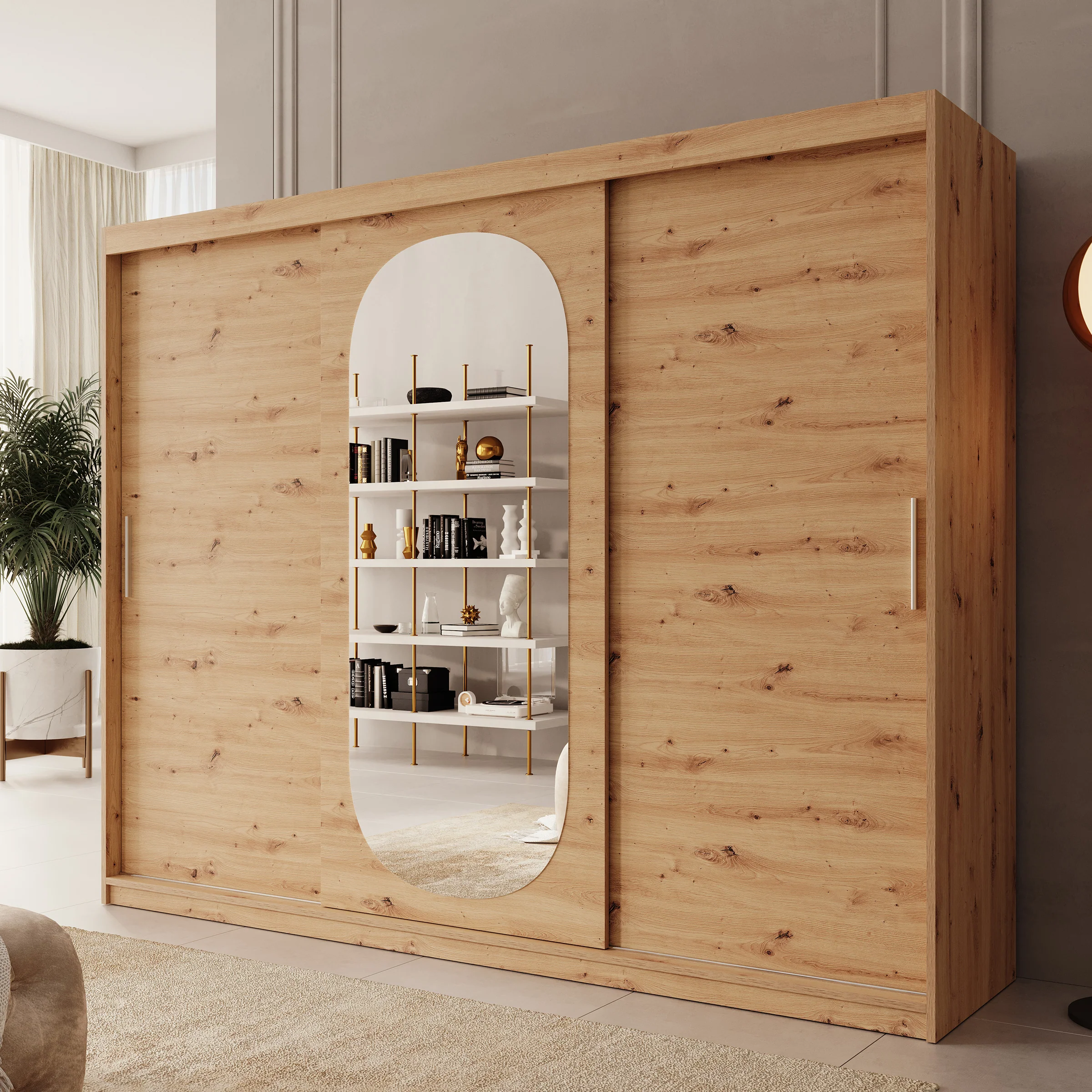 Bodhi - Kledingkast met schuifdeuren - Eiken - 250x62x200 cm