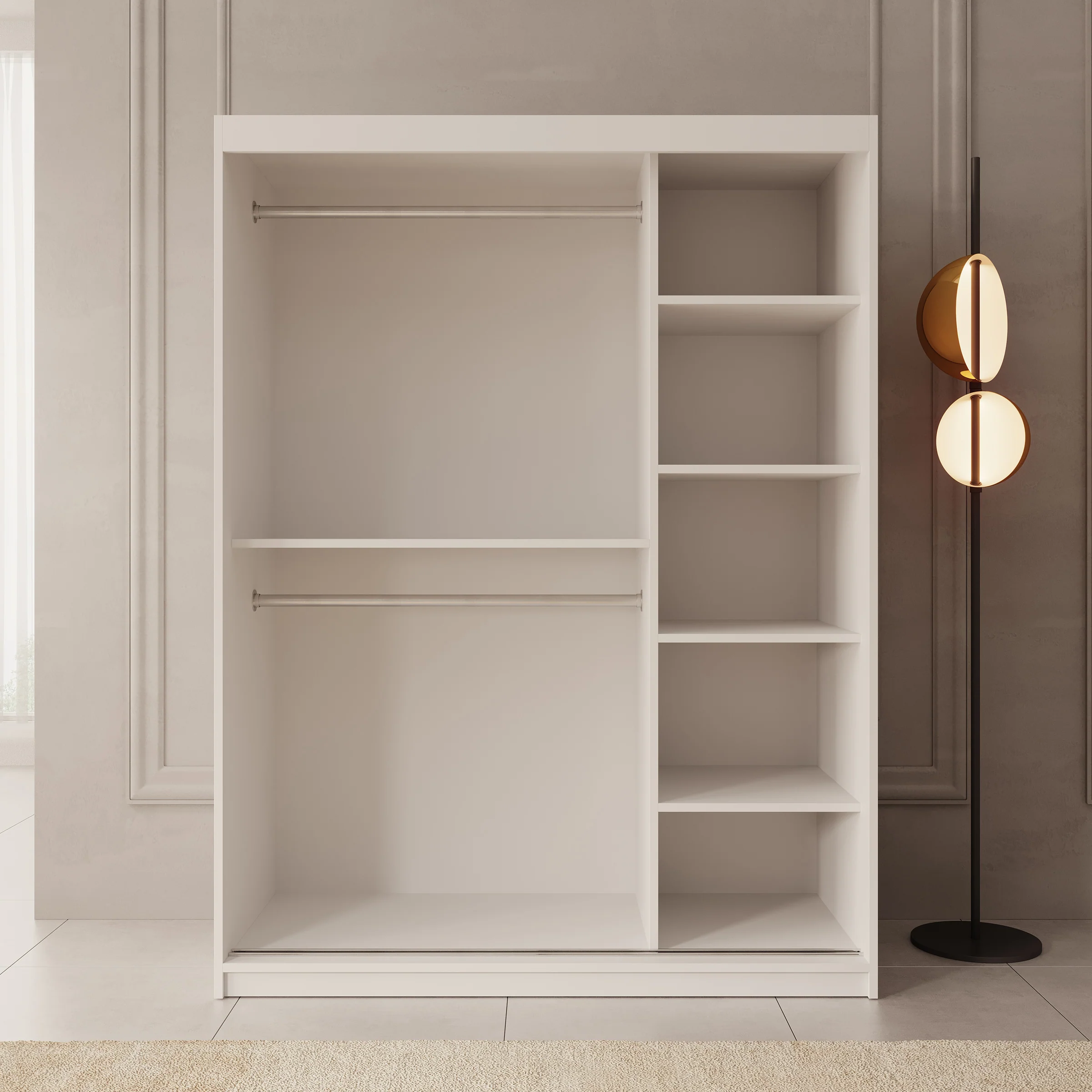 Bodhi - Kledingkast met schuifdeuren - Wit - 150x62x200 cm - Image 2