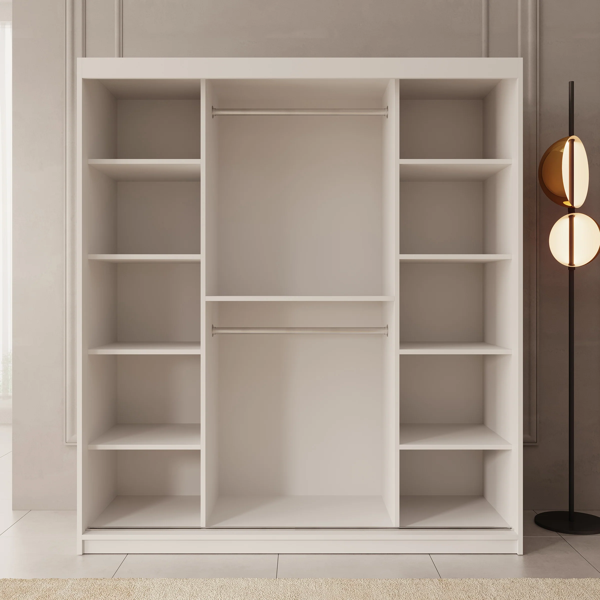 Bodhi - Kledingkast met schuifdeuren - Wit - 180x62x200 cm - Image 2