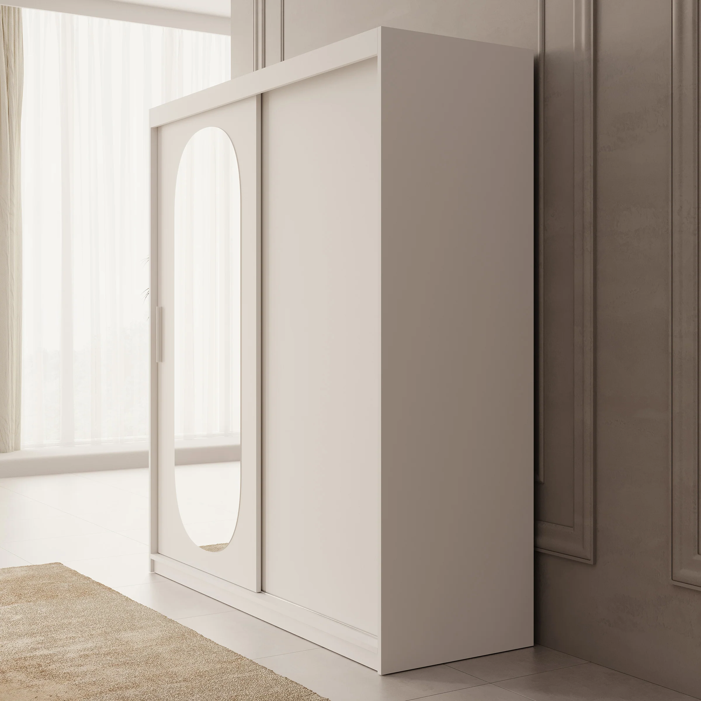 Bodhi - Kledingkast met schuifdeuren - Wit - 180x62x200 cm - Image 4