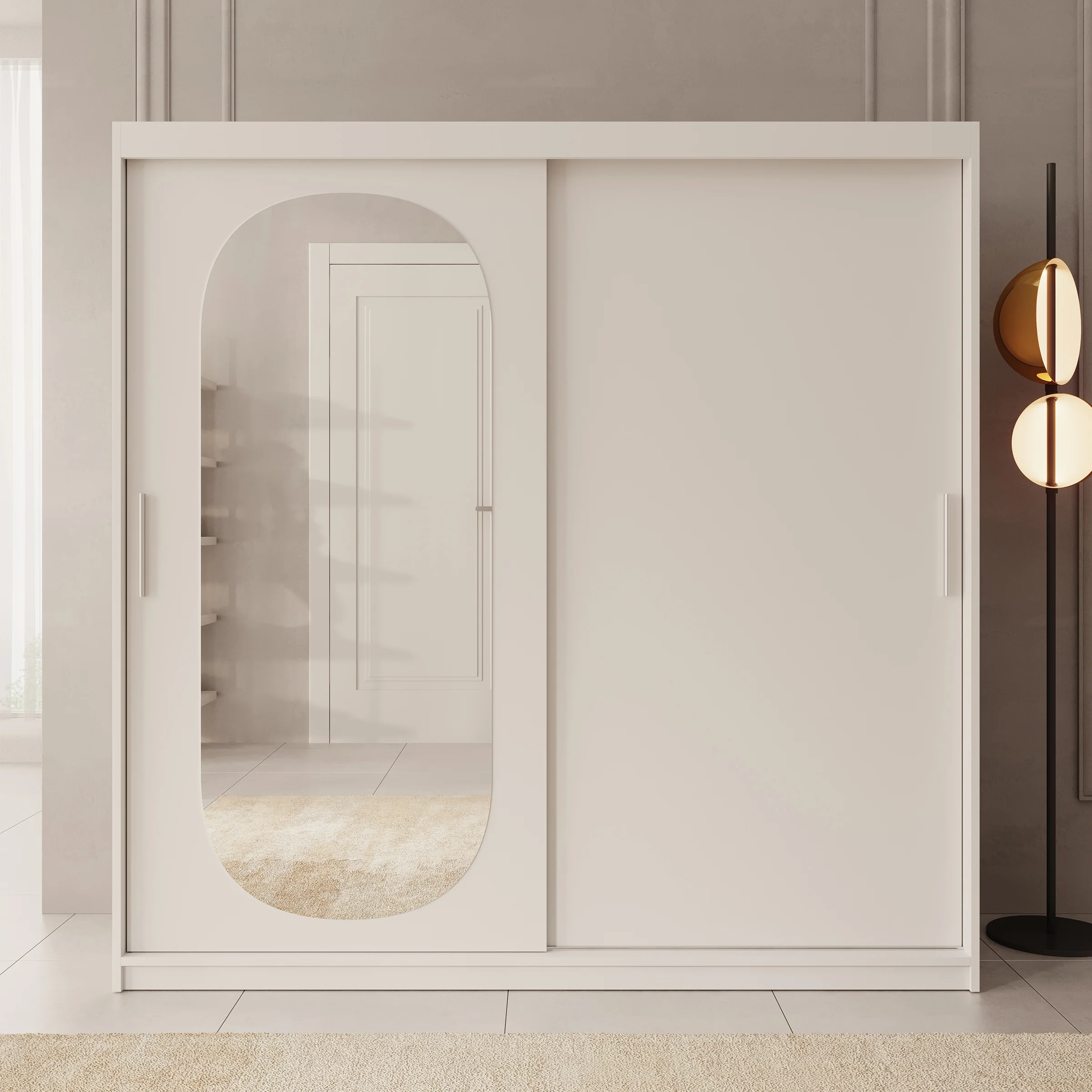 Bodhi - Kledingkast met schuifdeuren - Wit - 200x62x200 cm - Image 3