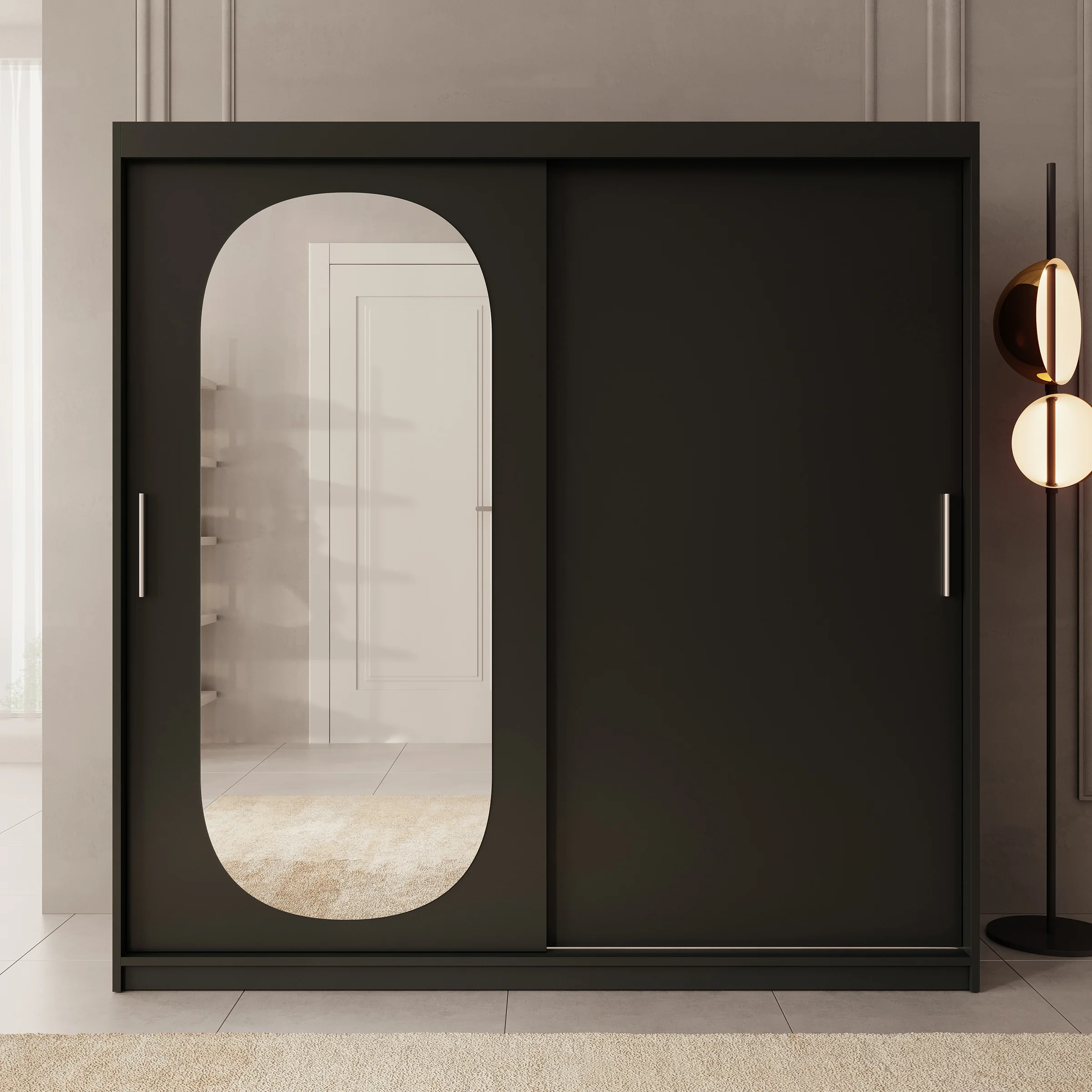 Bodhi - Kledingkast met schuifdeuren - Zwart - 200x62x200 cm - Image 3