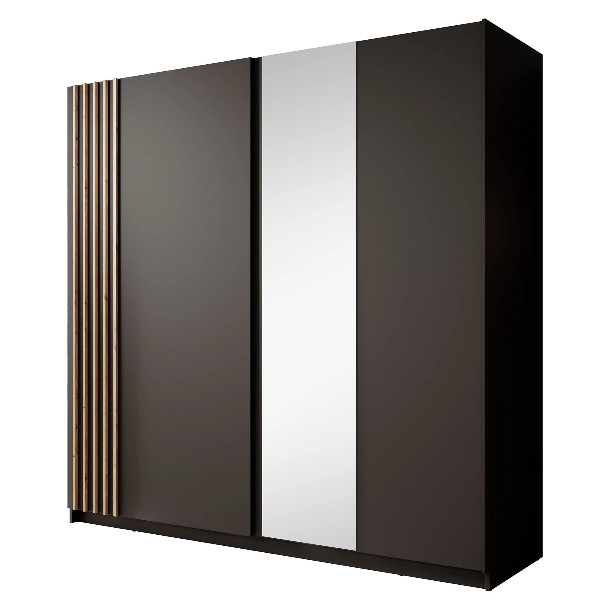 Boets - Kledingkast met schuifdeuren - Zwart/eiken - 200x64x199 cm - Image 6