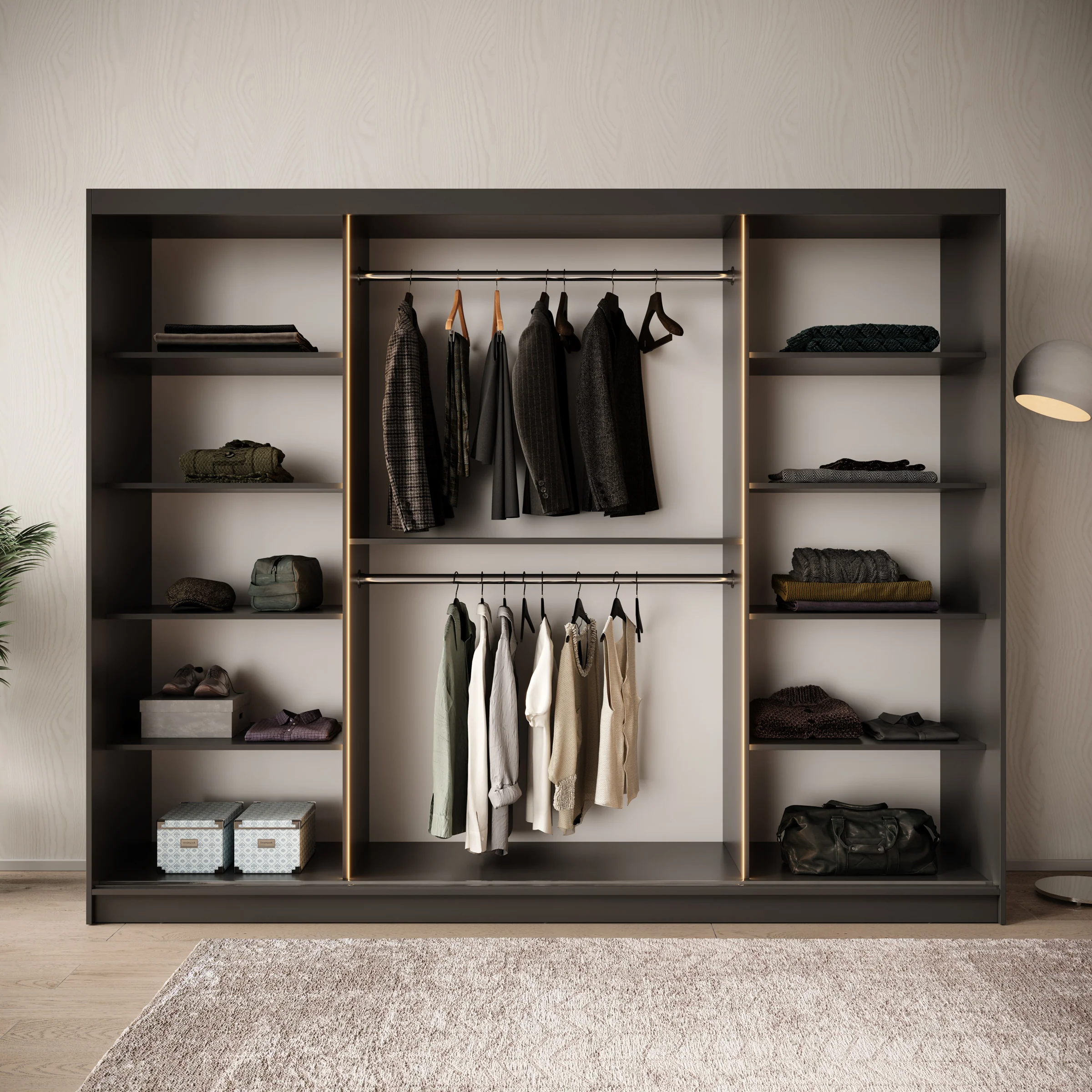 Bravanti - Kledingkast - Zwart - 250x62x200 cm - Image 2
