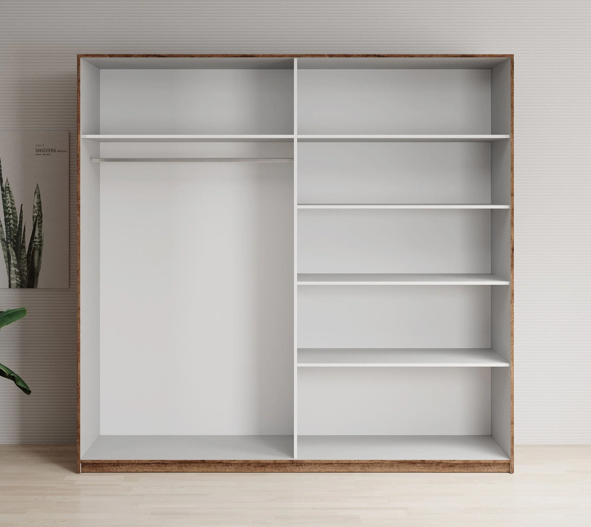 Brown - Kledingkast met schuifdeuren - Eiken - 200x57x210 cm - Image 4