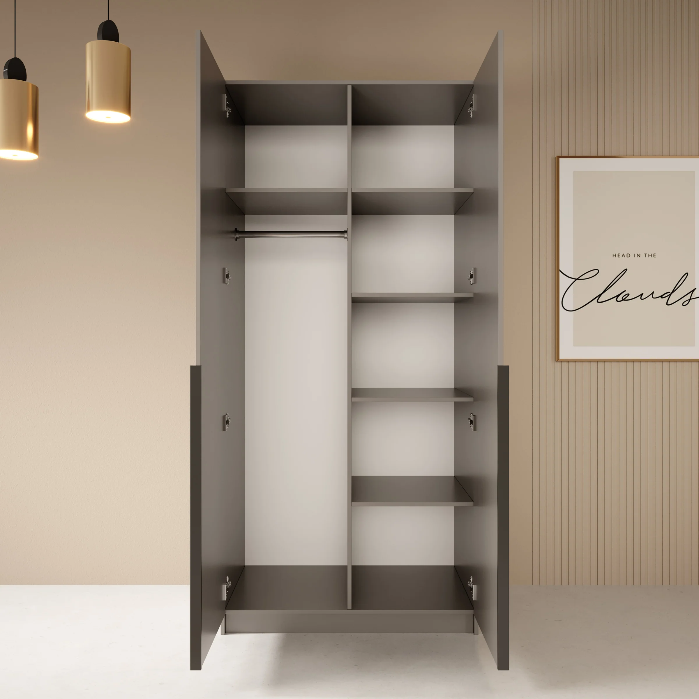 Bruno - Kledingkast met spiegel - Beige - Image 2