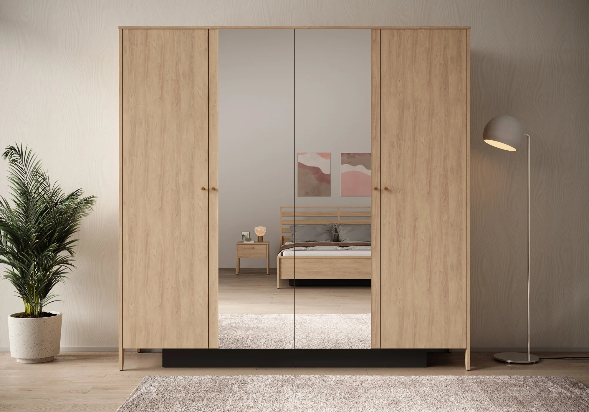 Cody - Kledingkast 4-deurs - Eiken - 220x60x216 cm - Image 2