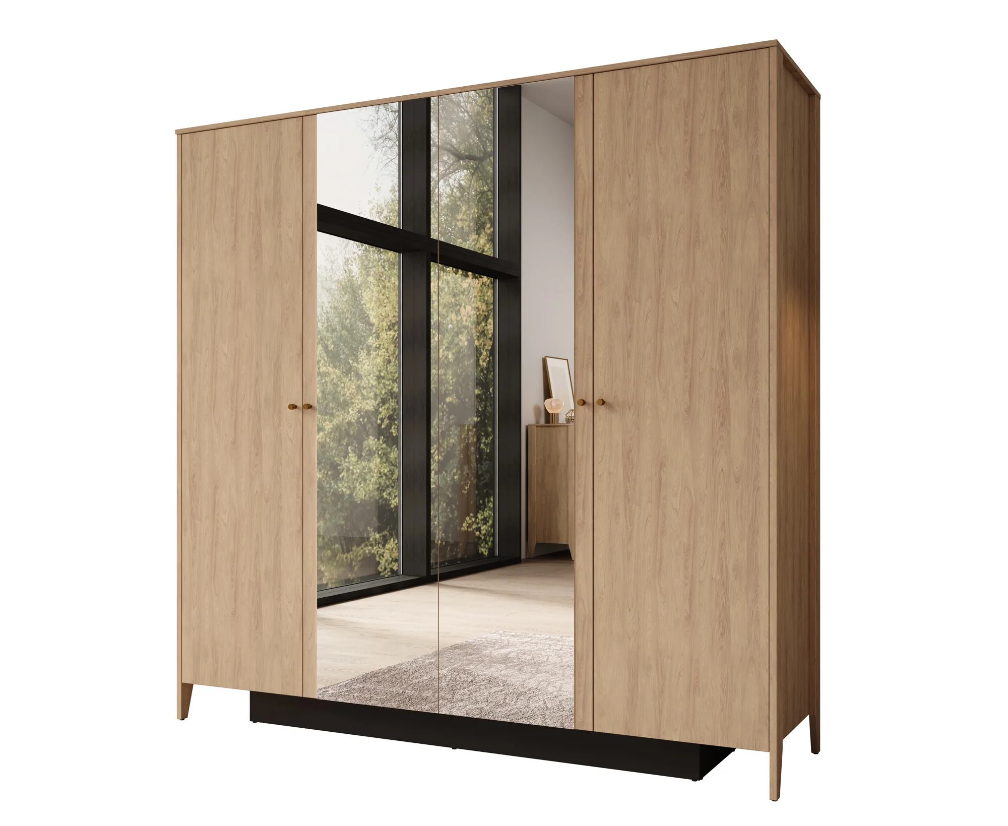 Cody - Kledingkast 4-deurs - Eiken - 220x60x216 cm - Image 6