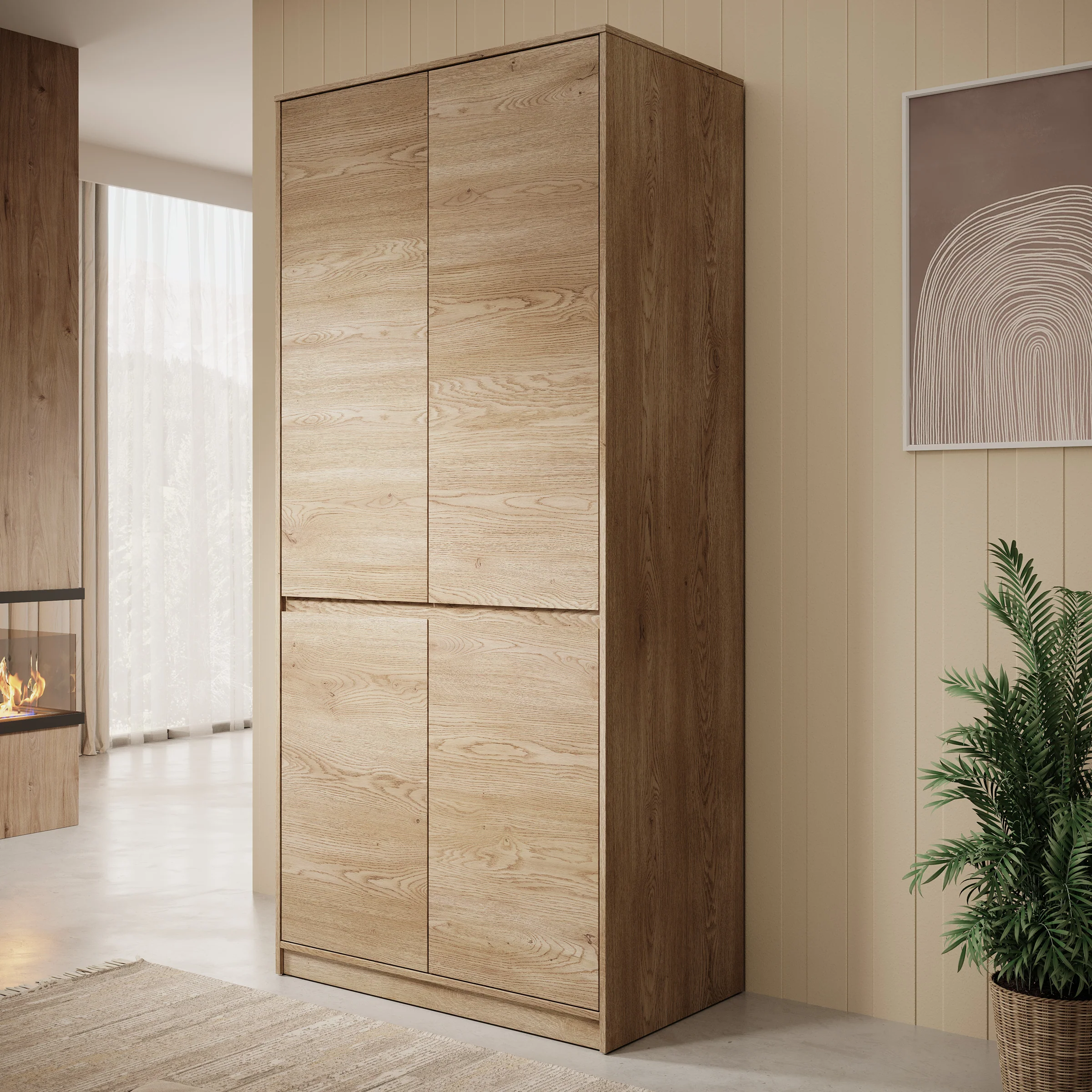 Cuarto - Kledingkast 4-deurs - Eiken - 91x52x198 cm