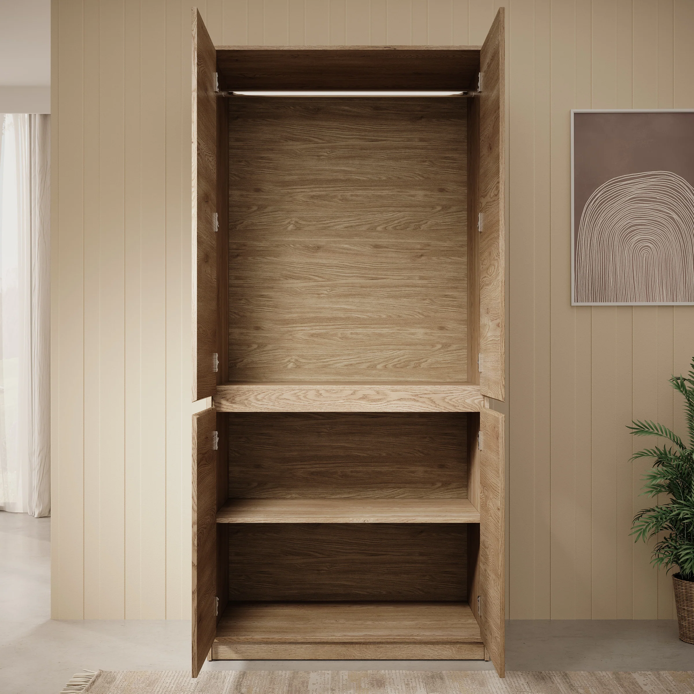 Cuarto - Kledingkast 4-deurs - Eiken - 91x52x198 cm - Image 3