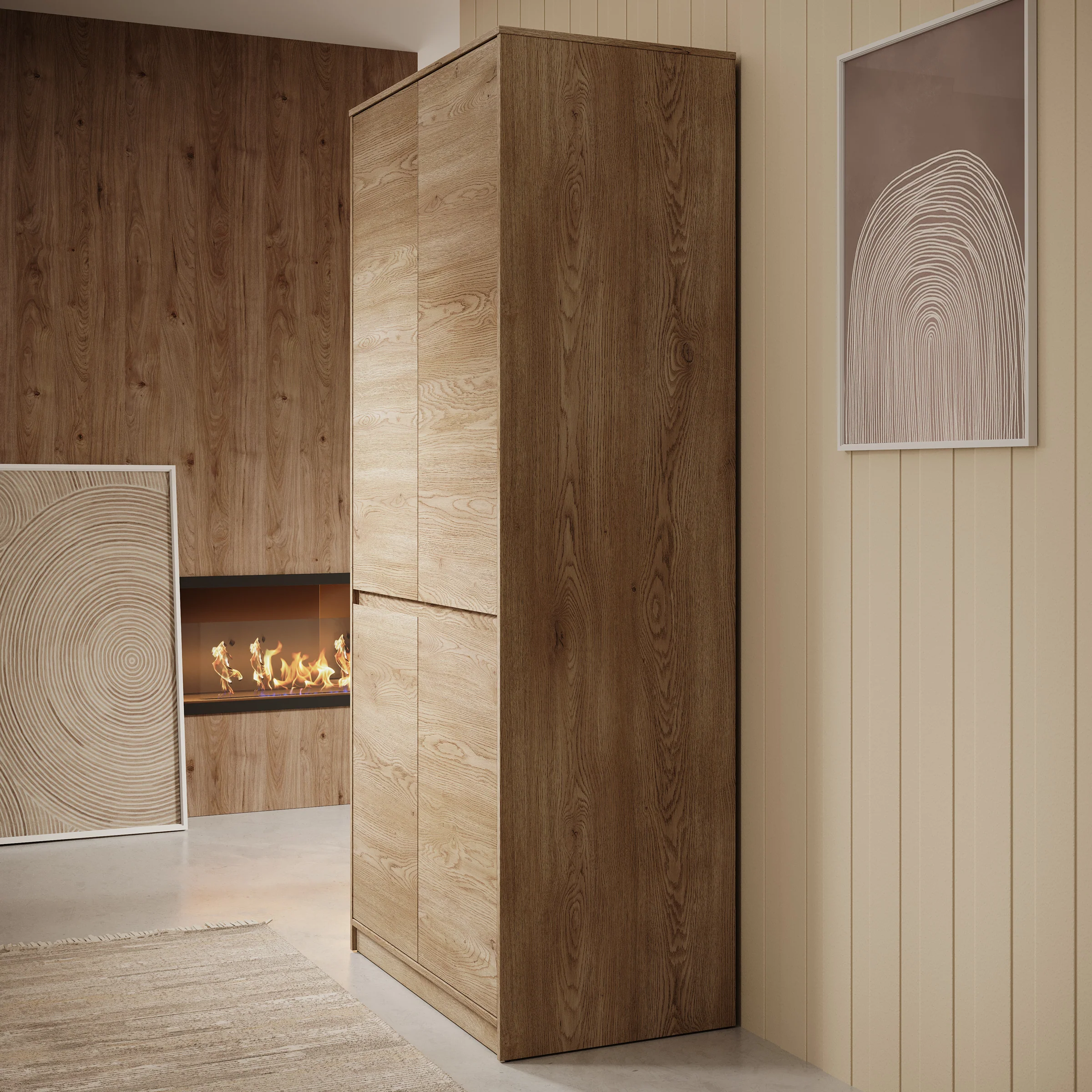Cuarto - Kledingkast 4-deurs - Eiken - 91x52x198 cm - Image 4