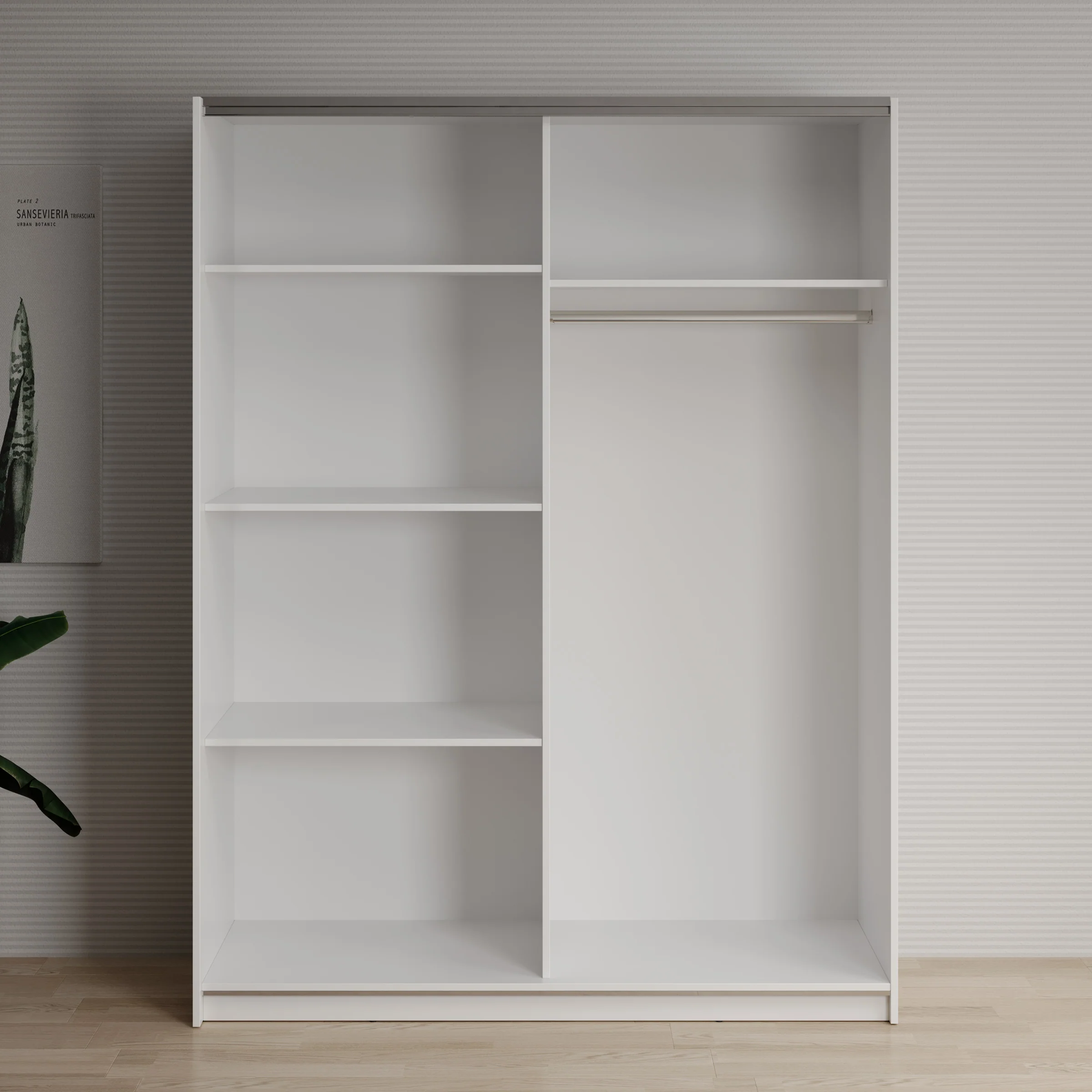 Deliryon - Kledingkast met schuifdeuren - Wit - 151x62x198 cm - Image 2