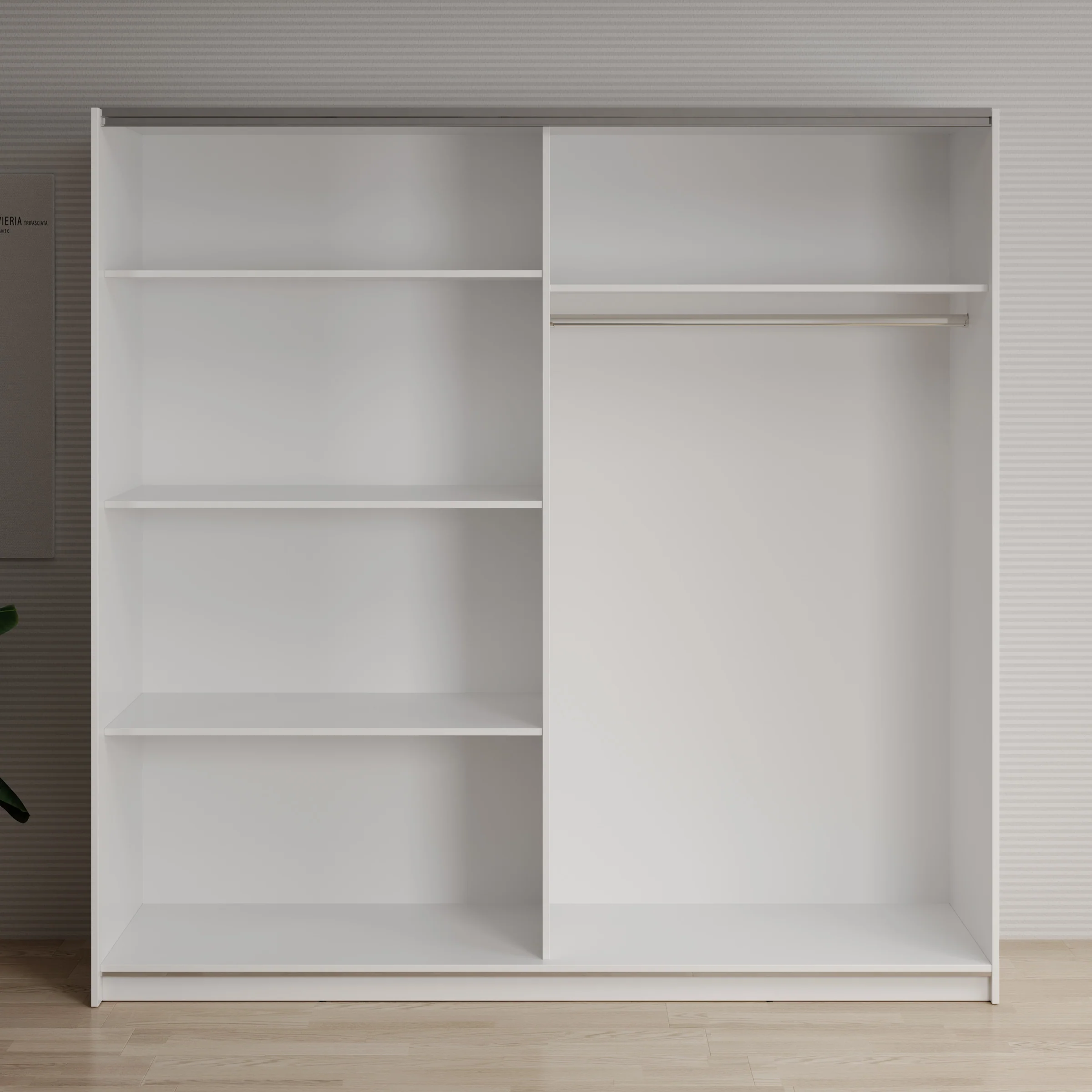 Deliryon - Kledingkast met schuifdeuren - Wit - 200x62x199 cm - Image 2