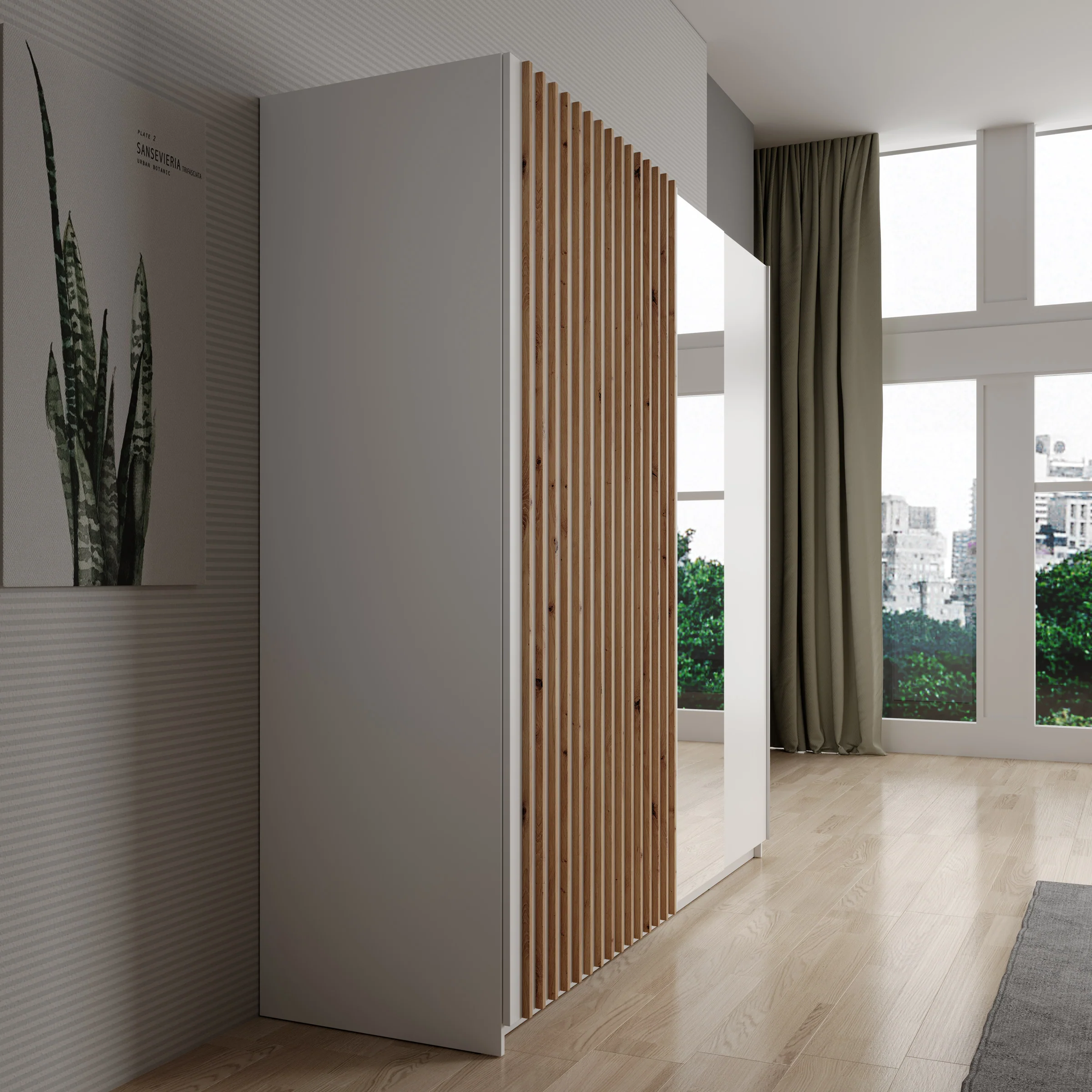 Deliryon - Kledingkast met schuifdeuren - Wit - 200x62x199 cm - Image 4