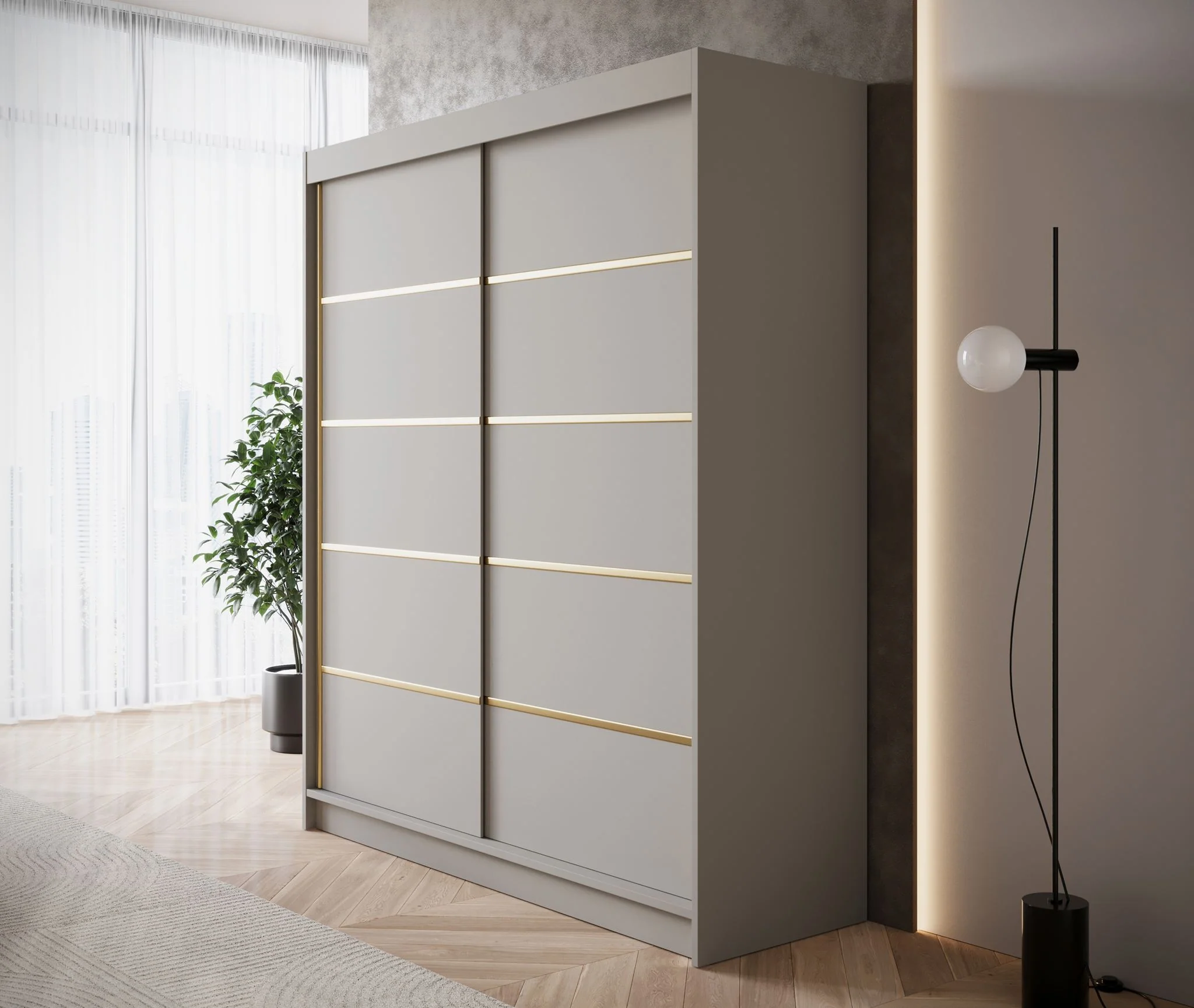 Eagle - Kledingkast met schuifdeuren - Beige - 180x58x215 cm - Image 4