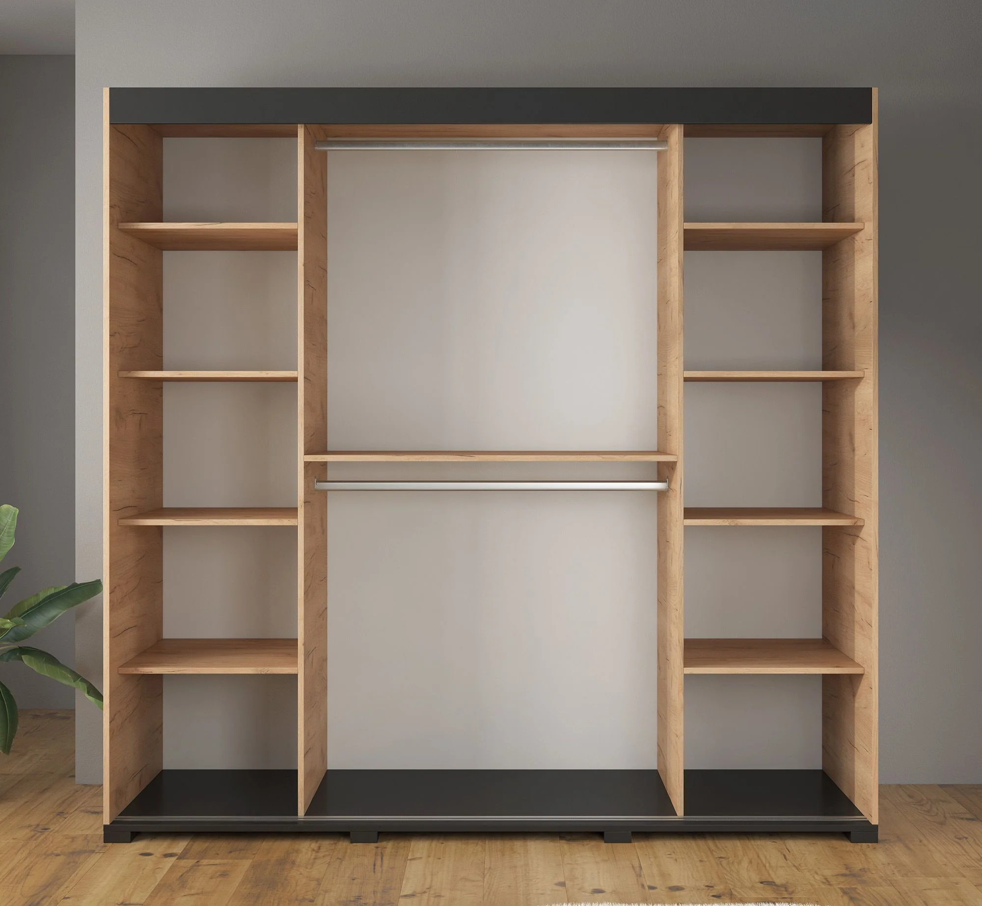 Fabio - Kledingkast met schuifdeuren - Eiken - 200x62x195 cm - Image 4