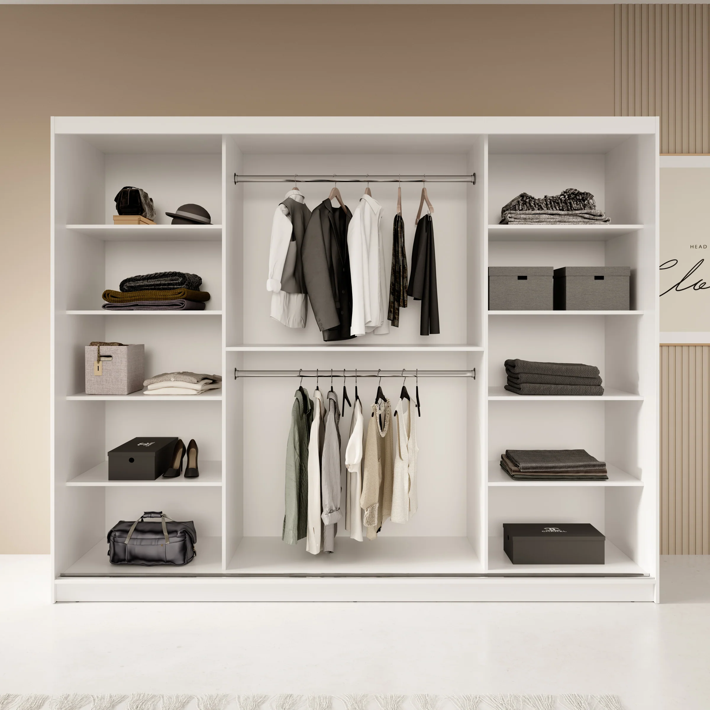 Fessaro - Kledingkast - Wit - 250x62x200 cm - Image 2