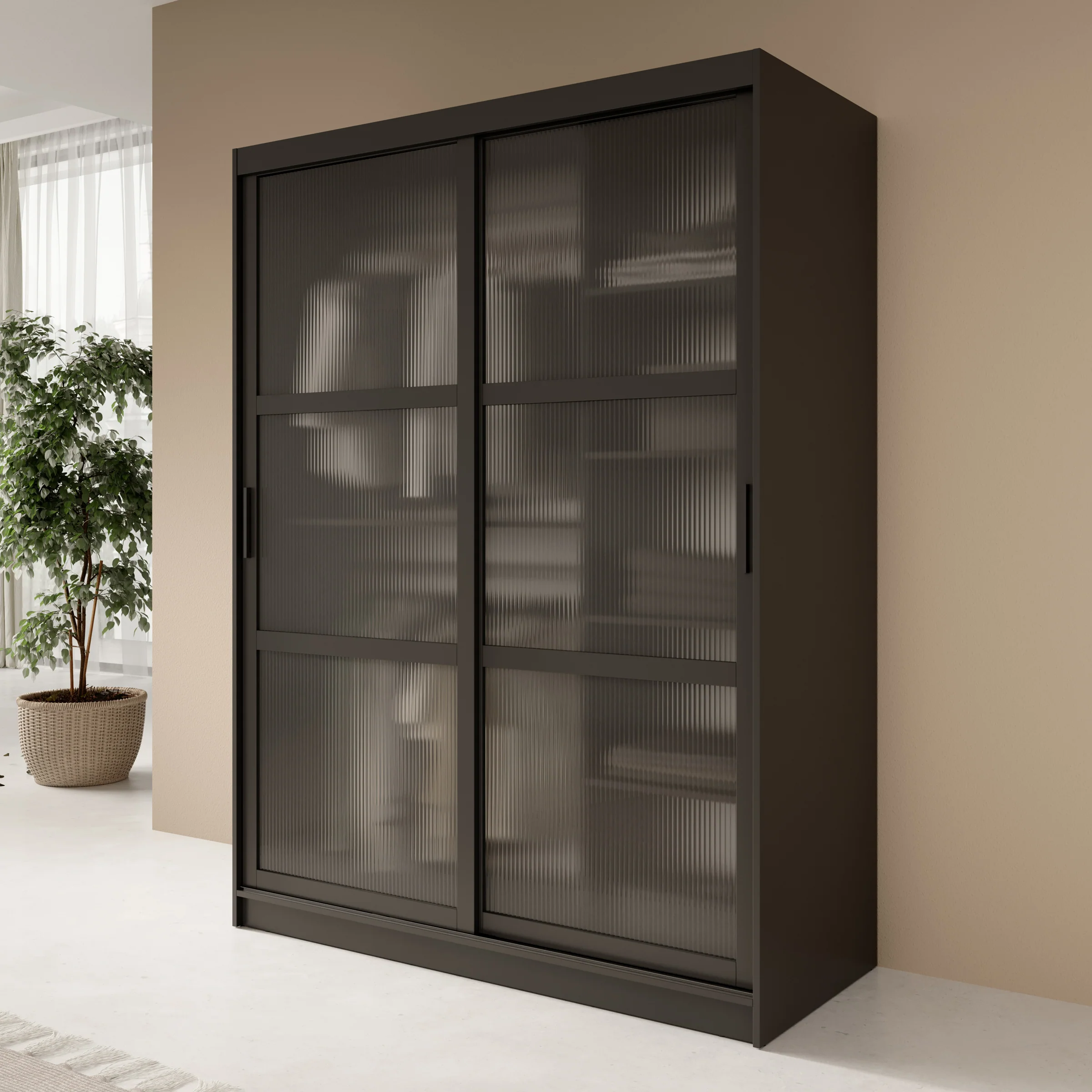 Fessaro - Kledingkast - Zwart - 150x62x200 cm