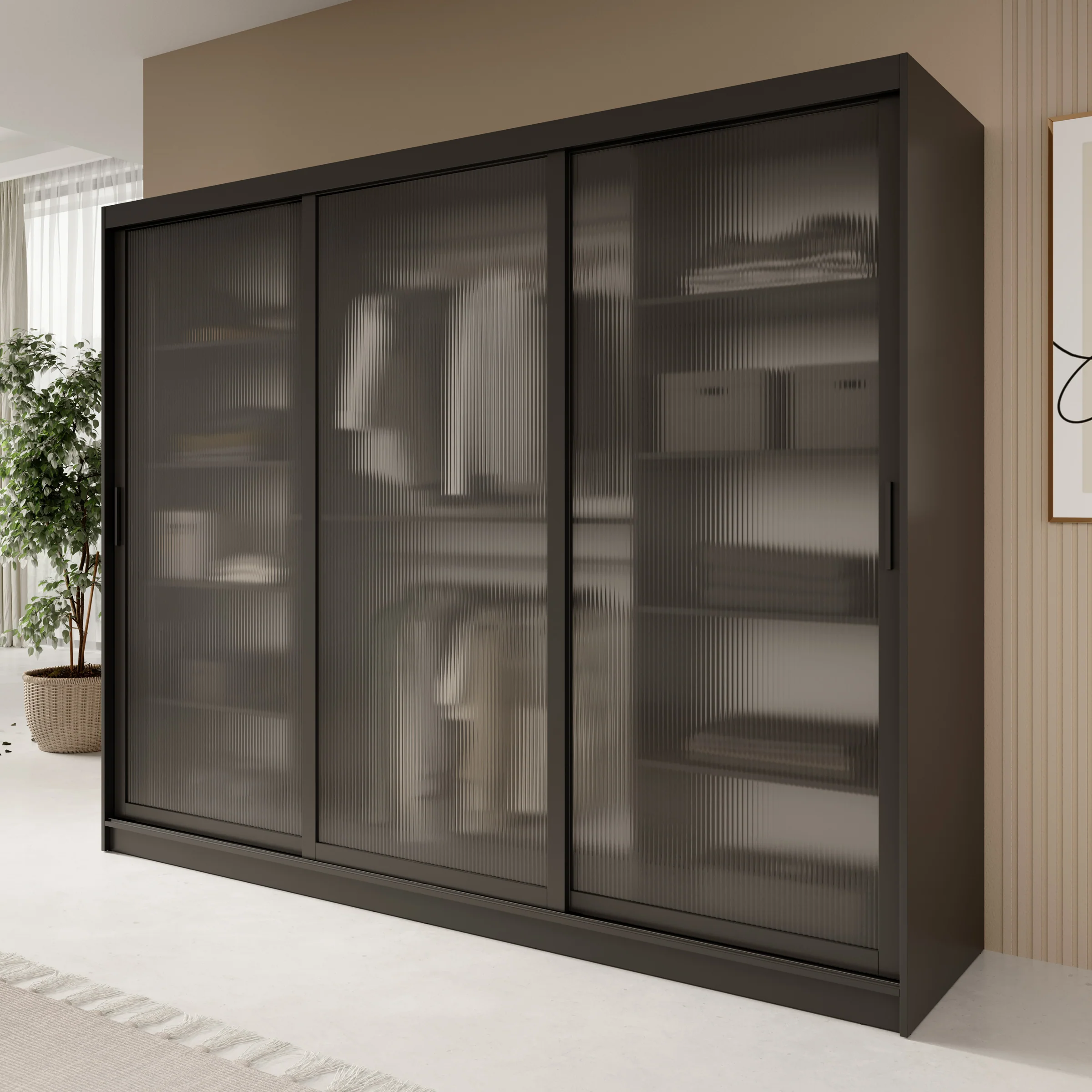 Fessaro - Kledingkast - Zwart - 250x62x200 cm