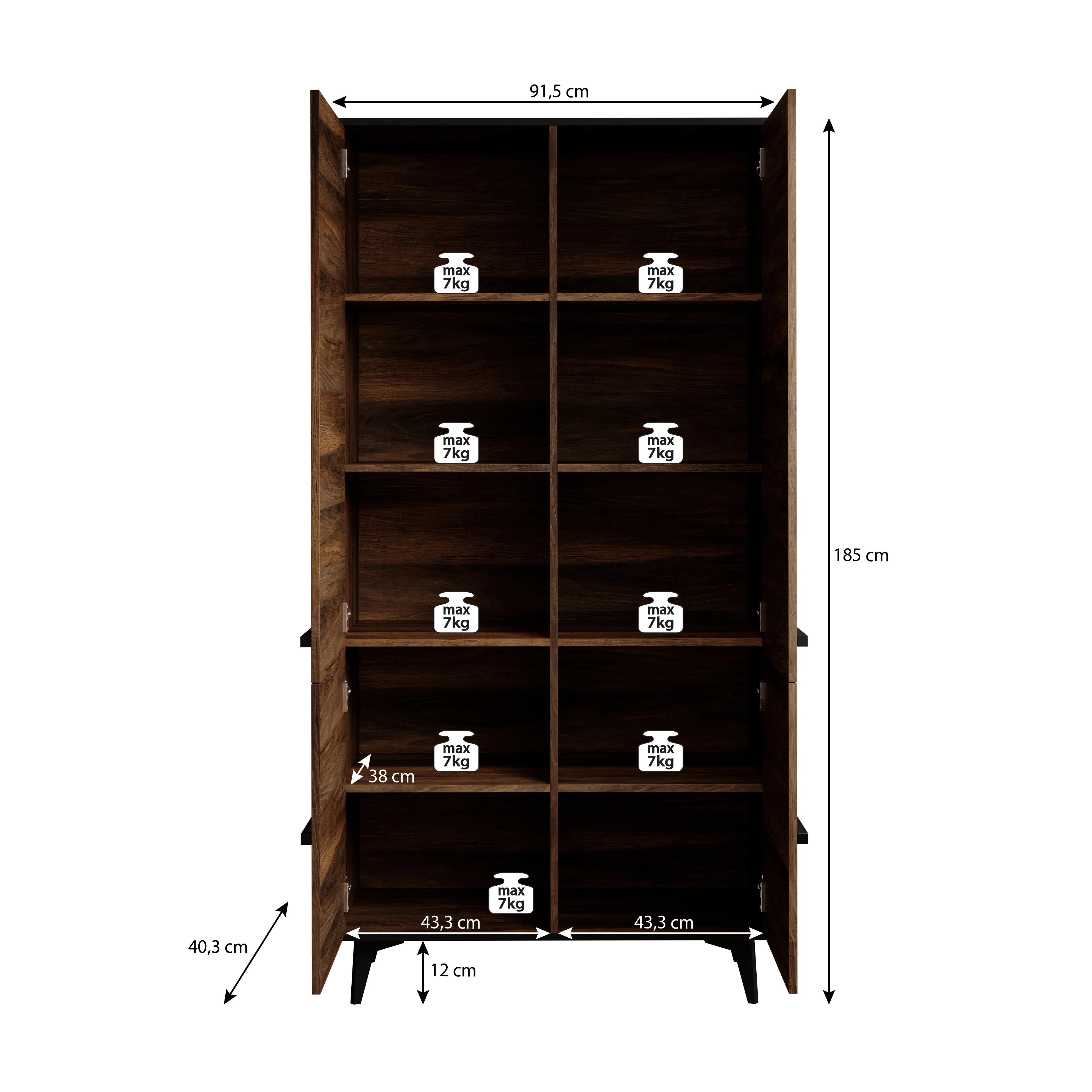 Frey - Kledingkast 4-deurs - Donker eiken - 92x40x185 cm - Image 5