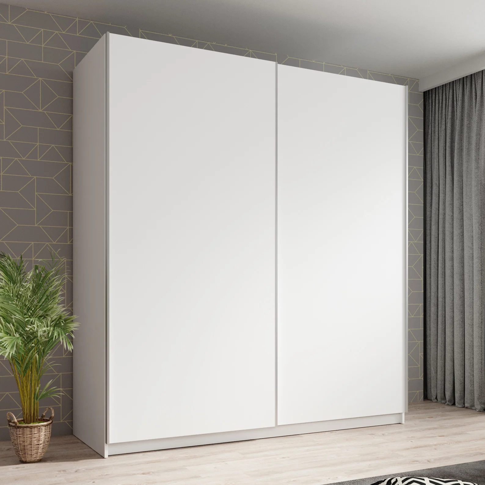 Ganaro - Kledingkast met schuifdeuren - Wit - 180x62x198 cm