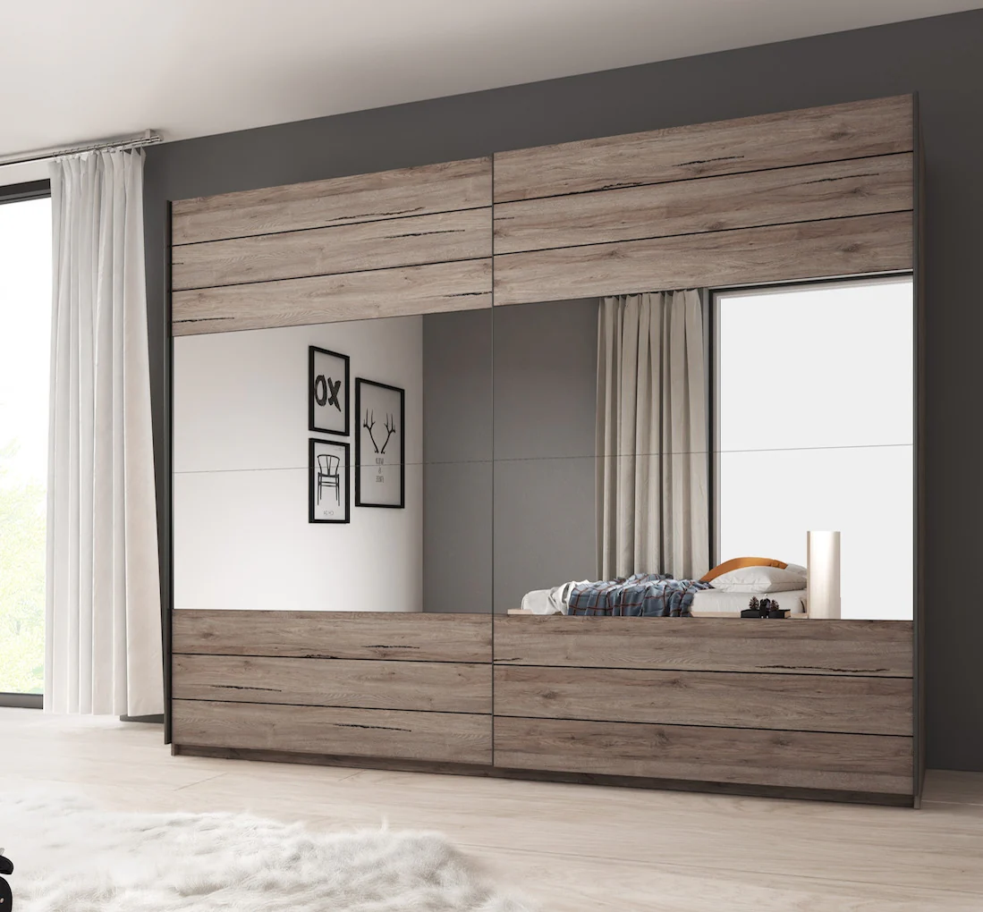 Gina - Kledingkast met schuifdeuren - Eiken - 270x61x210 cm