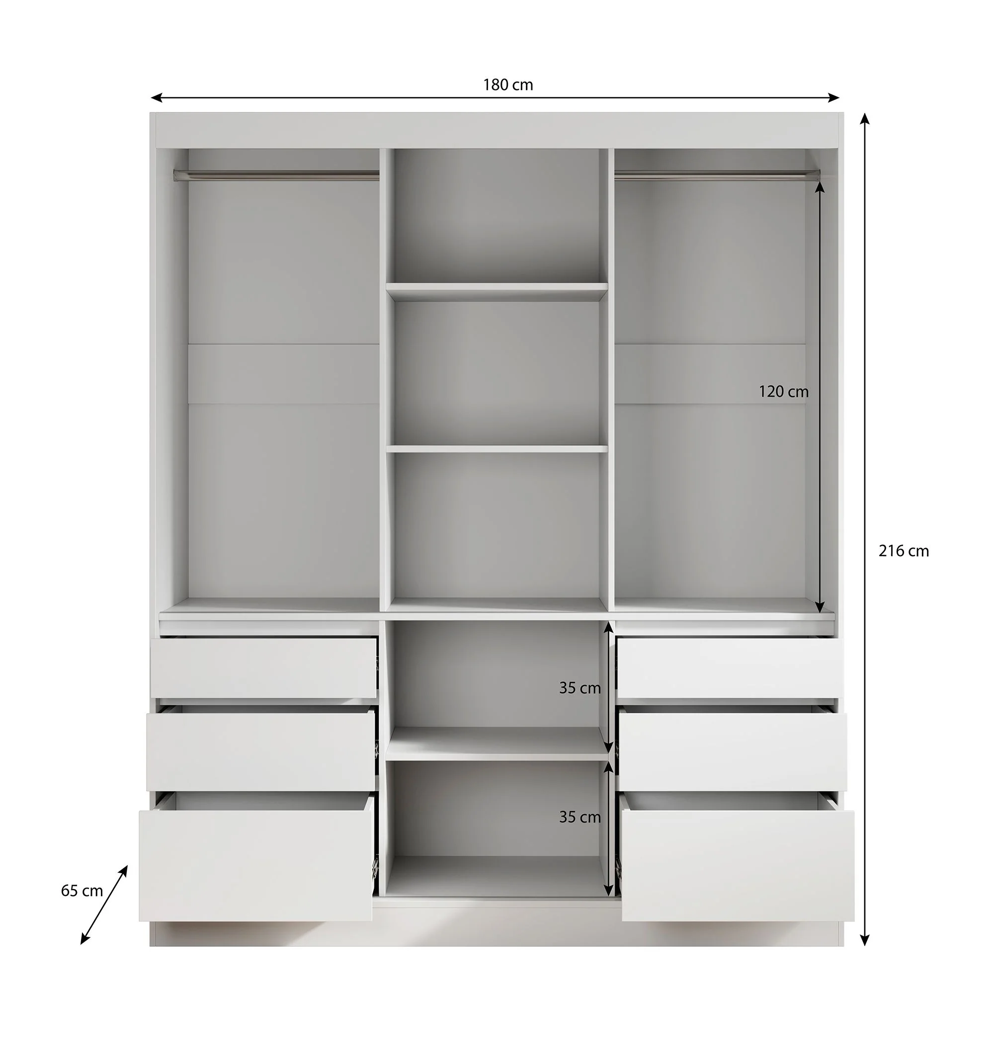 Henry - Kledingkast met schuifdeuren - Eiken/zwart - 180x65x216 cm - Image 5