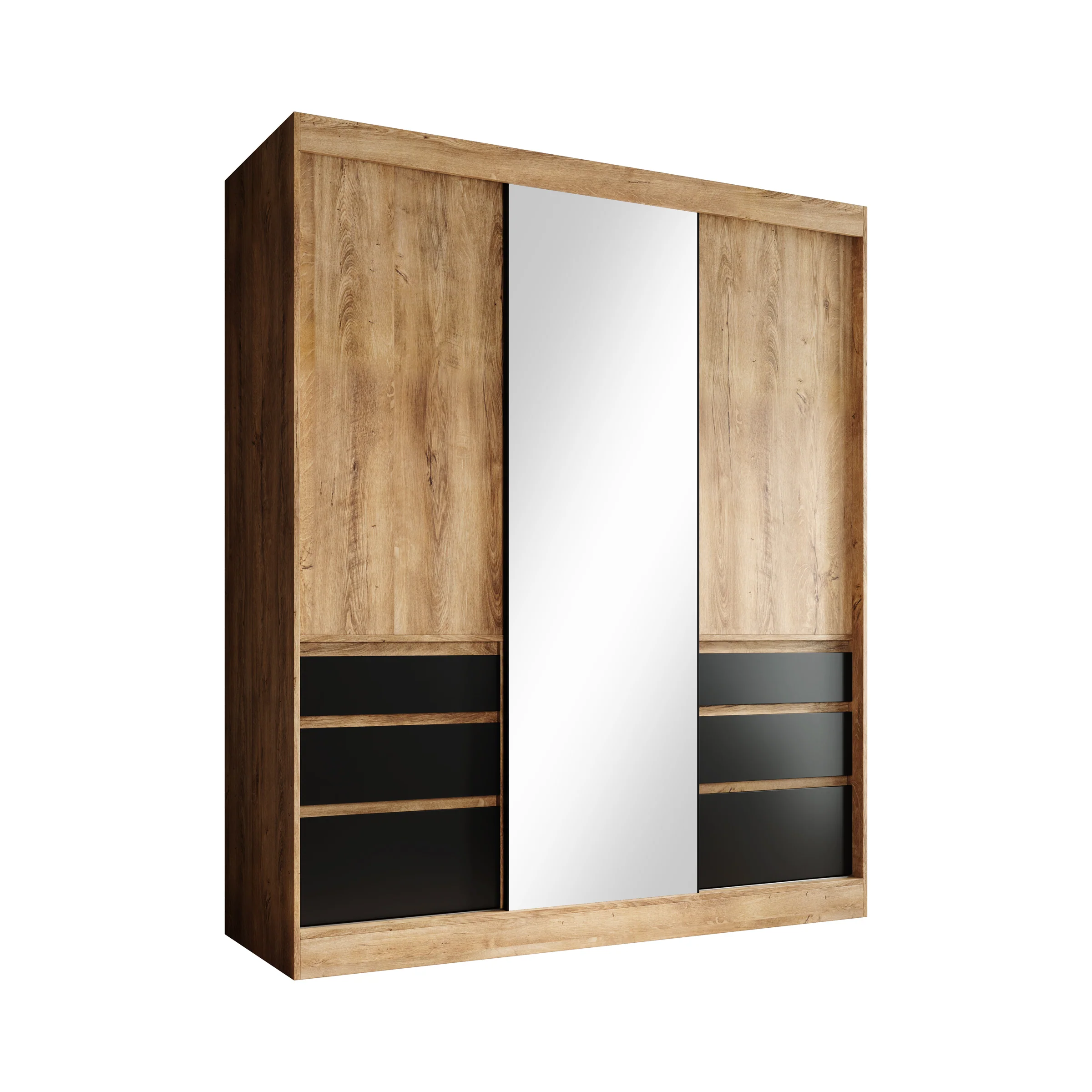 Henry - Kledingkast met schuifdeuren - Eiken/zwart - 180x65x216 cm - Image 6