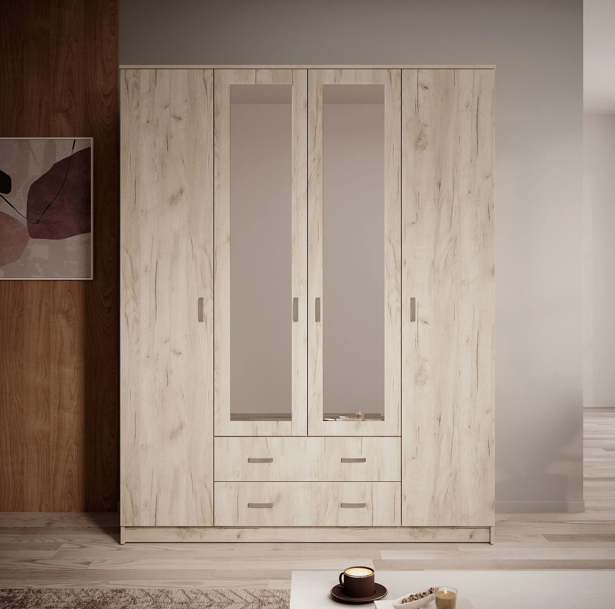 Hinto - Kledingkast 4-deurs - Grijs - 160x52x205 cm - Image 2