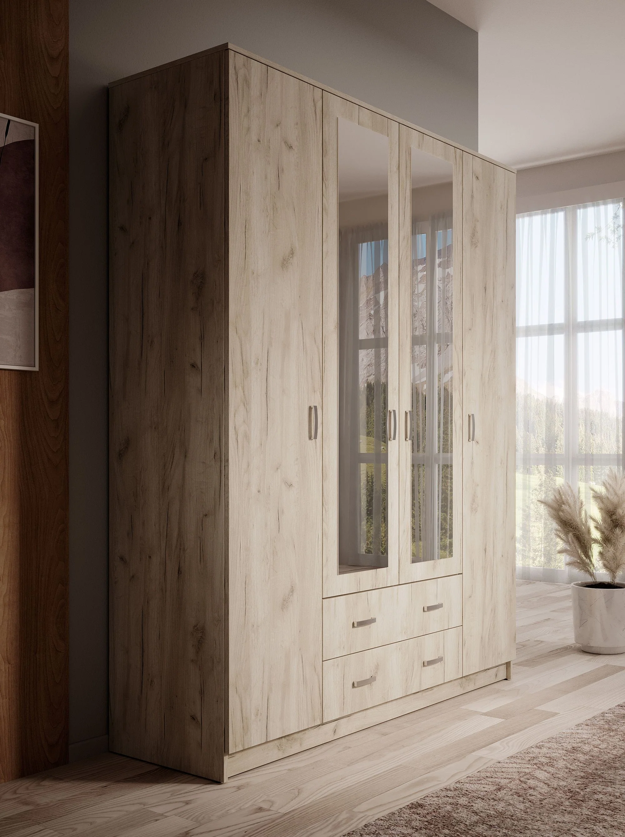 Hinto - Kledingkast 4-deurs - Grijs - 160x52x205 cm - Image 3