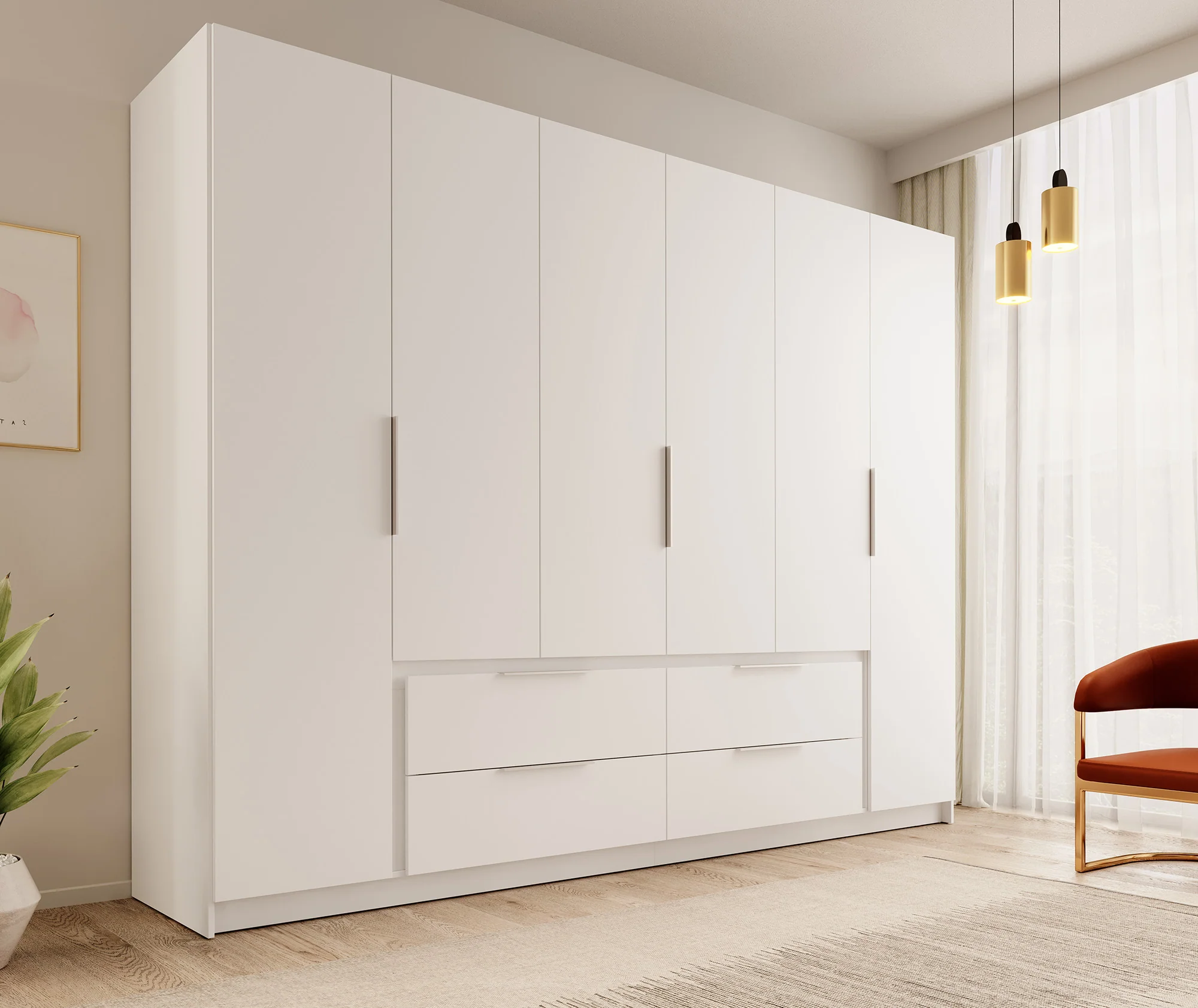 Leipzig - Kledingkast 6-deurs - Wit - 270x59x211 cm