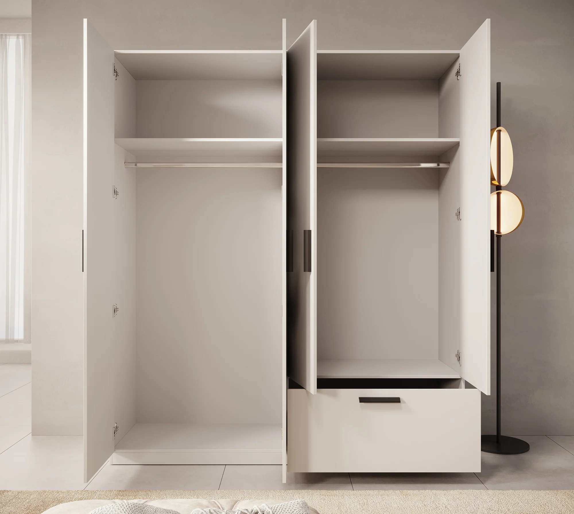 Lillian - Kledingkast 4-deurs - Wit - 180x54x210 cm - Image 3