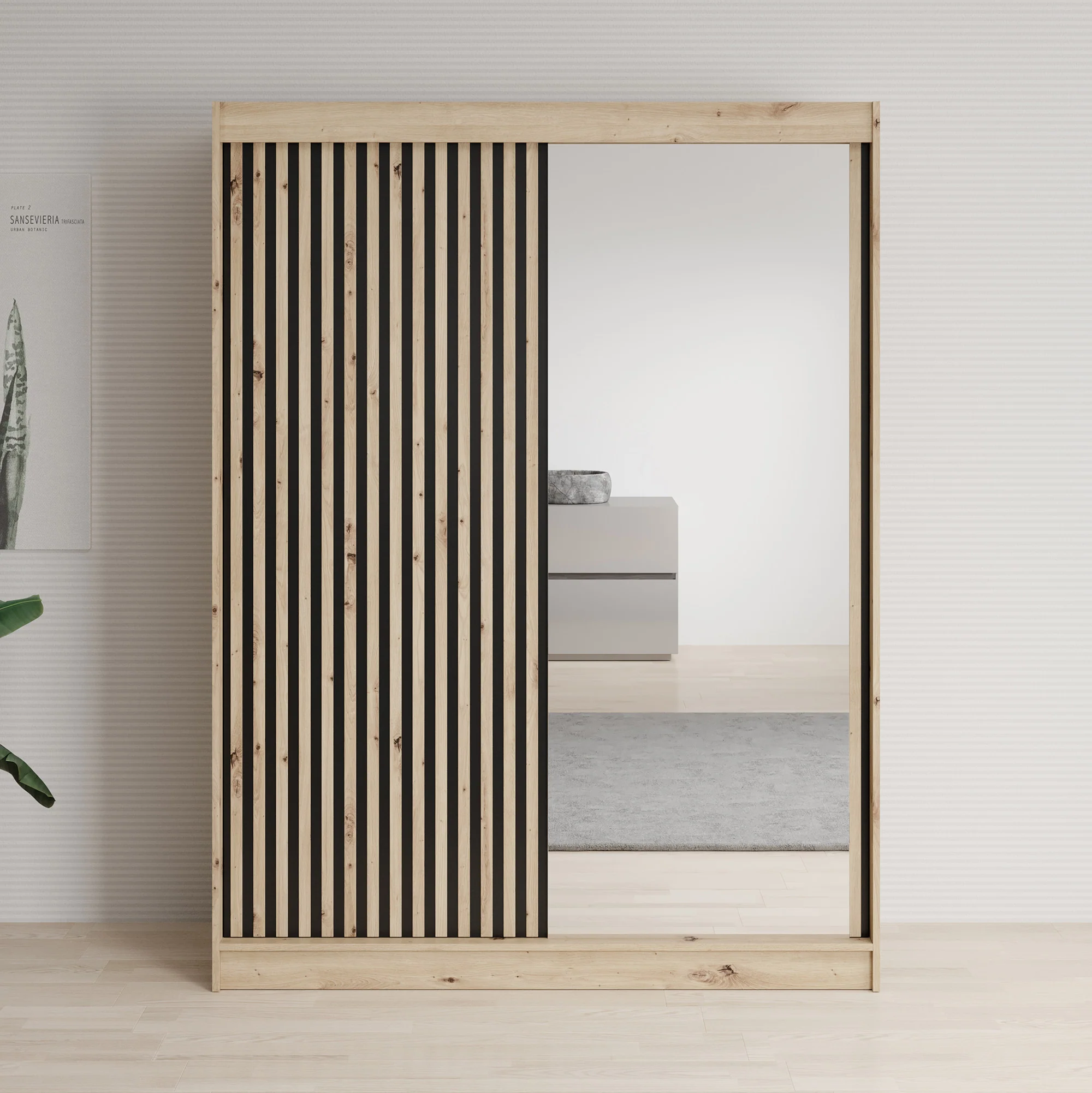 Lisbon 2 - Kledingkast met schuifdeuren - Eiken - 150x62x200 cm - Image 2