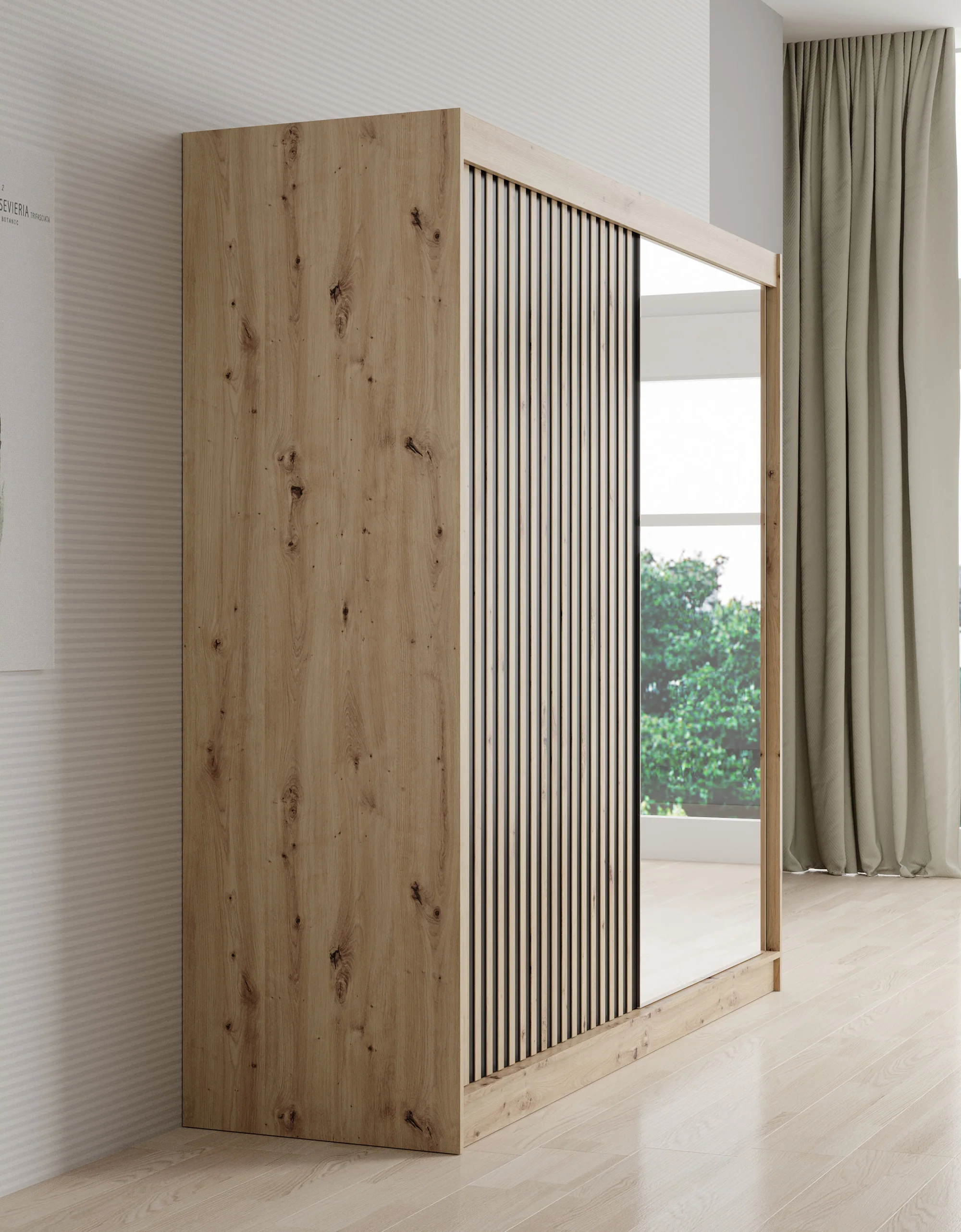 Lisbon 2 - Kledingkast met schuifdeuren - Eiken - 200x62x200 cm - Image 3